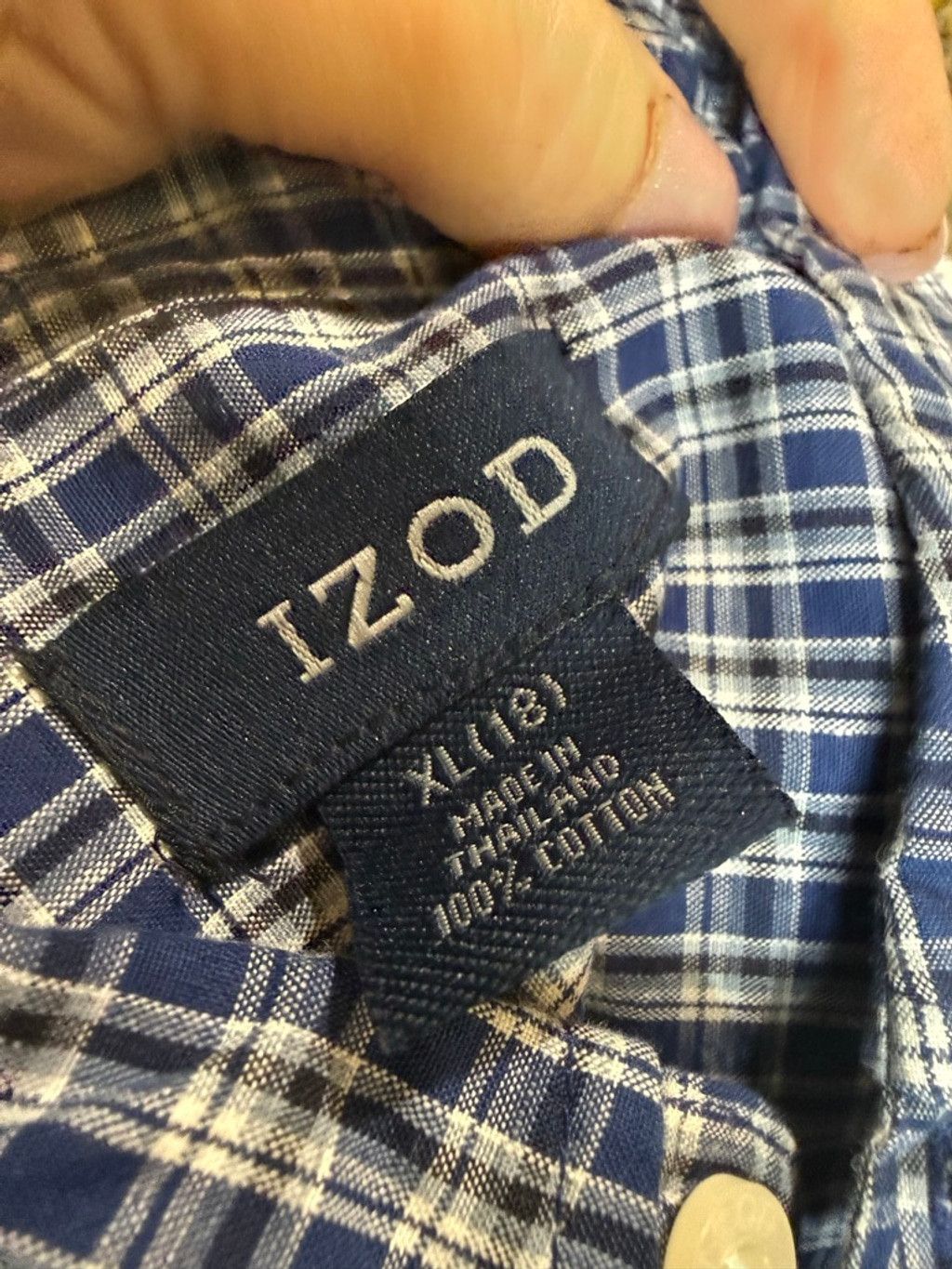 Izod Men's IZOD Blue White Plaid Casual Button Down Shirt XL Size US XL / EU 56 / 4 - 6 Thumbnail