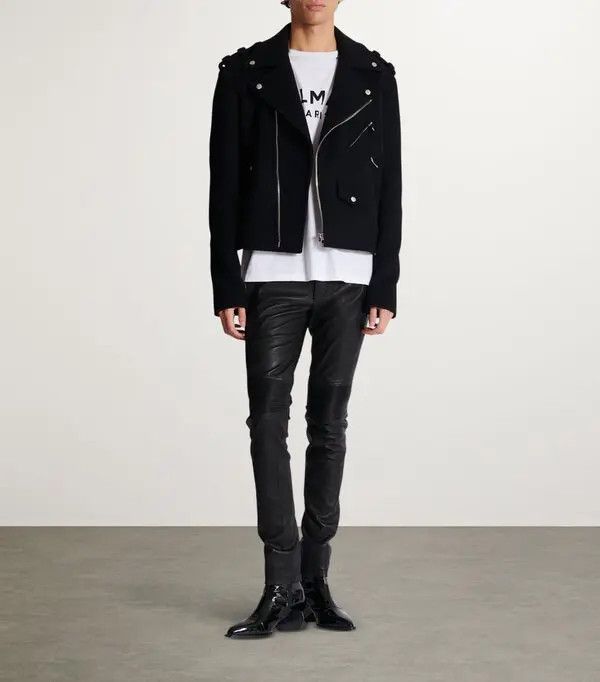 Balmain o1s1wg111025 Leather Biker Slim Jeans in Black Size US 36 / EU 52 - 5 Thumbnail