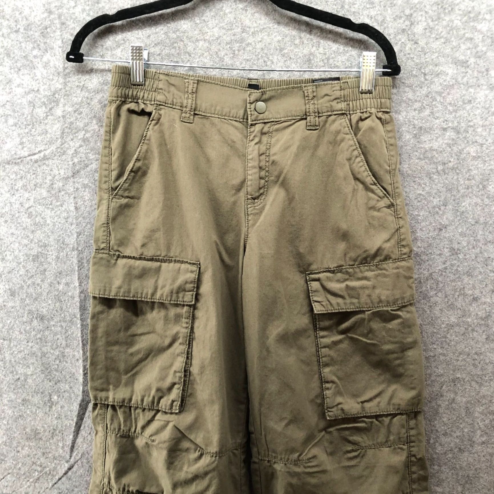 H&M H&M Baggy Cargo Pants Womens 2 Army Green Cotton Elastic Waist Loose Wide Leg Size 26" / US 2 / IT 38 - 3 Thumbnail