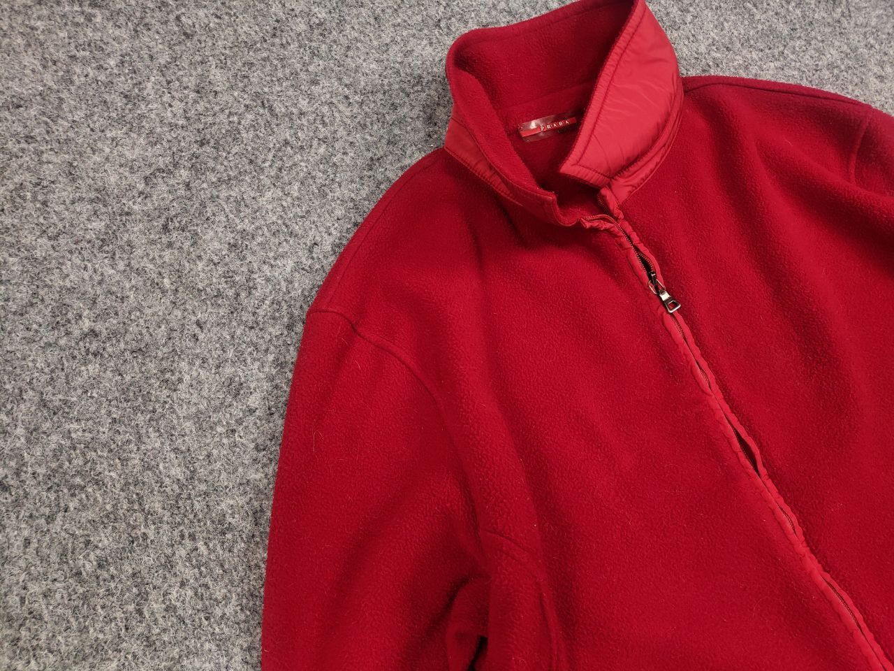 Prada Vintage 00's Prada Archive Red Fleece Full Zip Pullover Size XL / US 12-14 / IT 48-50 - 7 Thumbnail