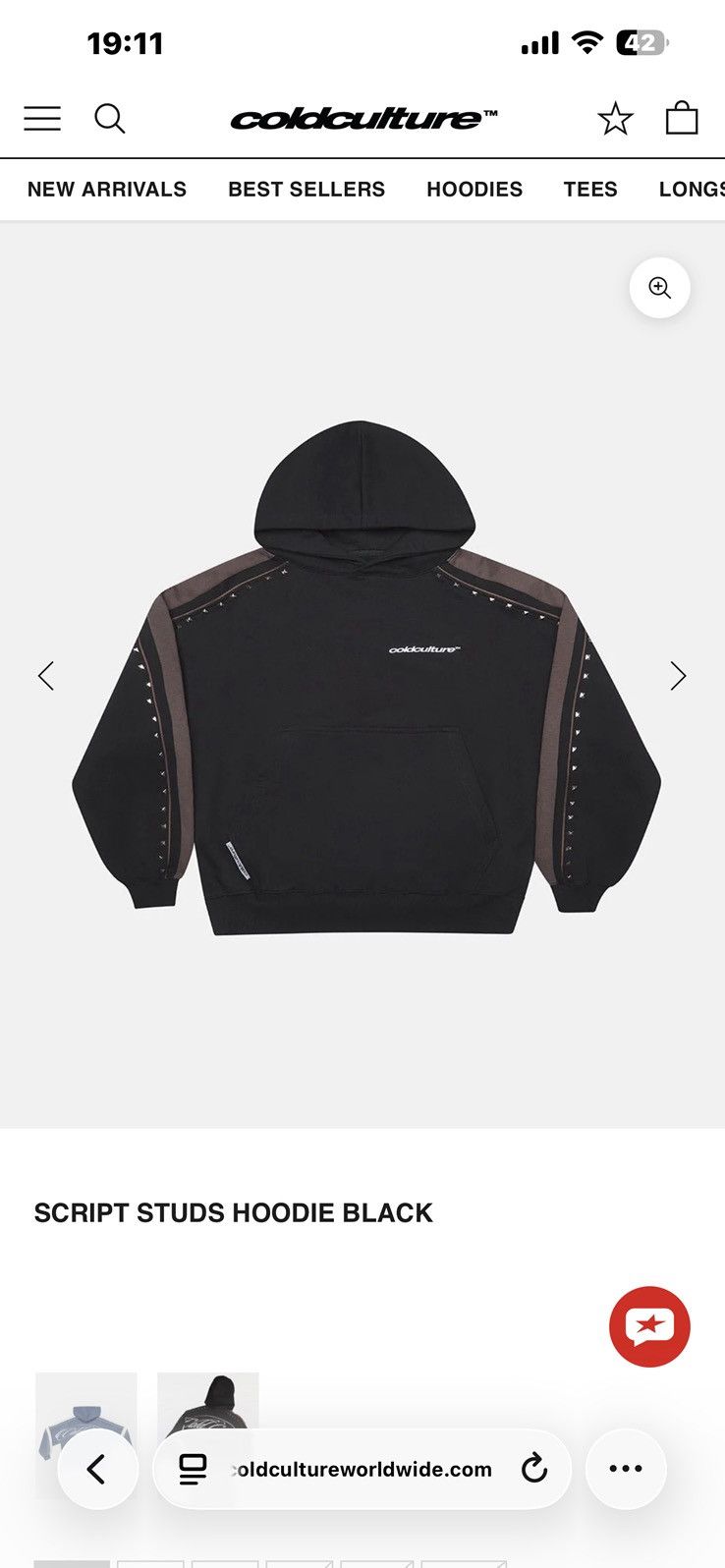 Other Cold Culture Script Studs Hoodie Black Size US L / EU 52-54 / 3 - 1 Thumbnail