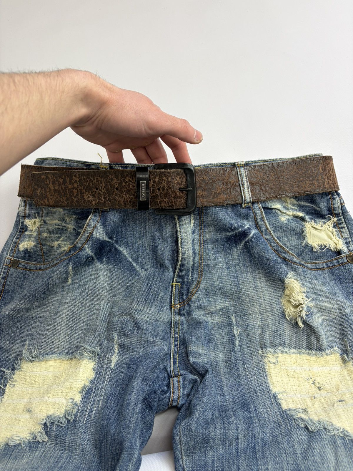 Hysteric Glamour Vintage Replay Distressed Leather Belt Archive Italian Brand Size 34 - 10 Thumbnail