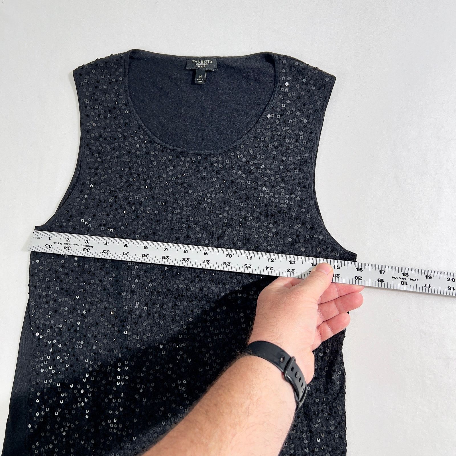 Robert Talbott Talbots Petite Black Sequined Tank Top Woman M Petite Silk Size M / US 6-8 / IT 42-44 - 6 Thumbnail