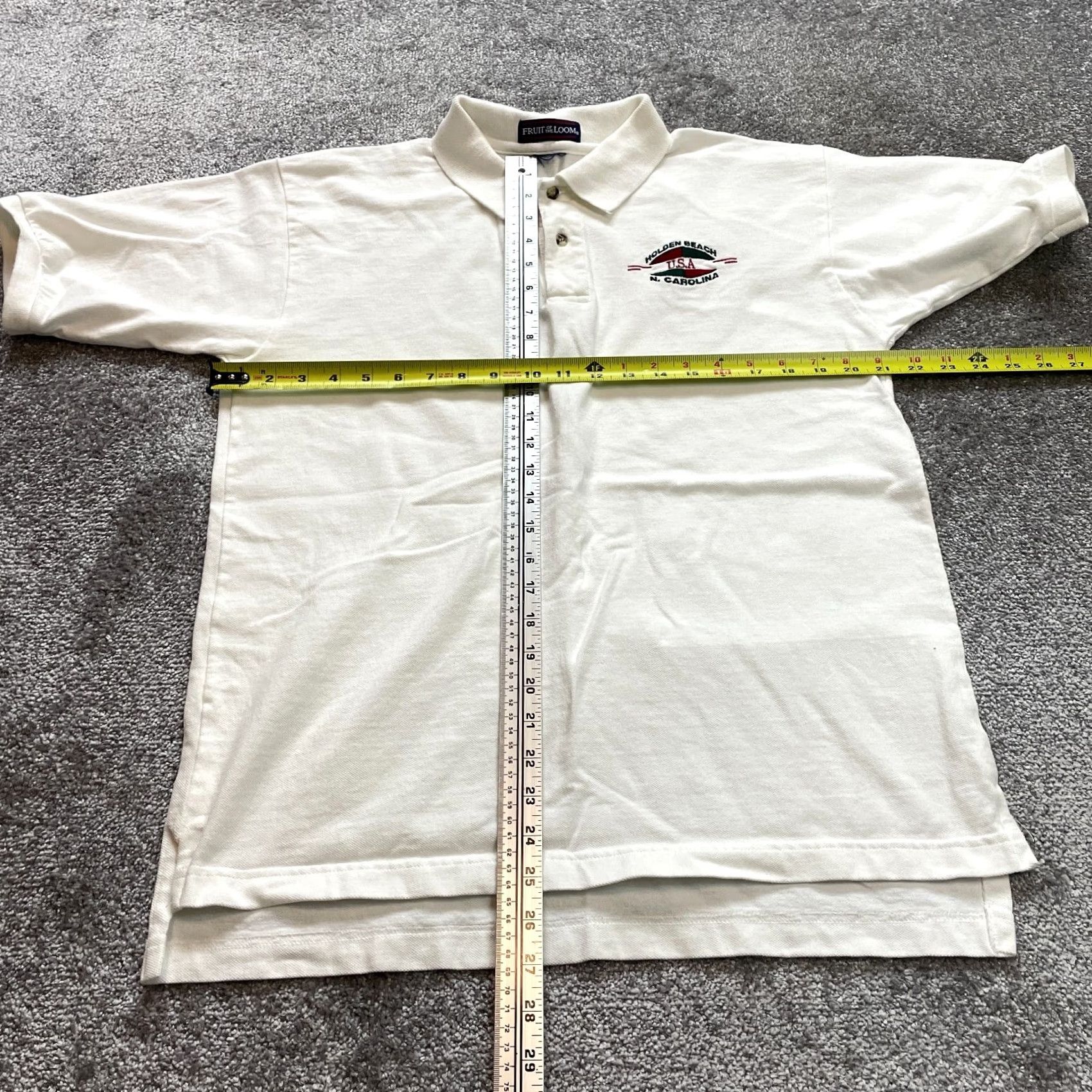 Fruit Of The Loom VINTAGE Fruit of the Loom Polo Shirt Mens L White Logo Beach NASCAR? Size US L / EU 52-54 / 3 - 5 Thumbnail