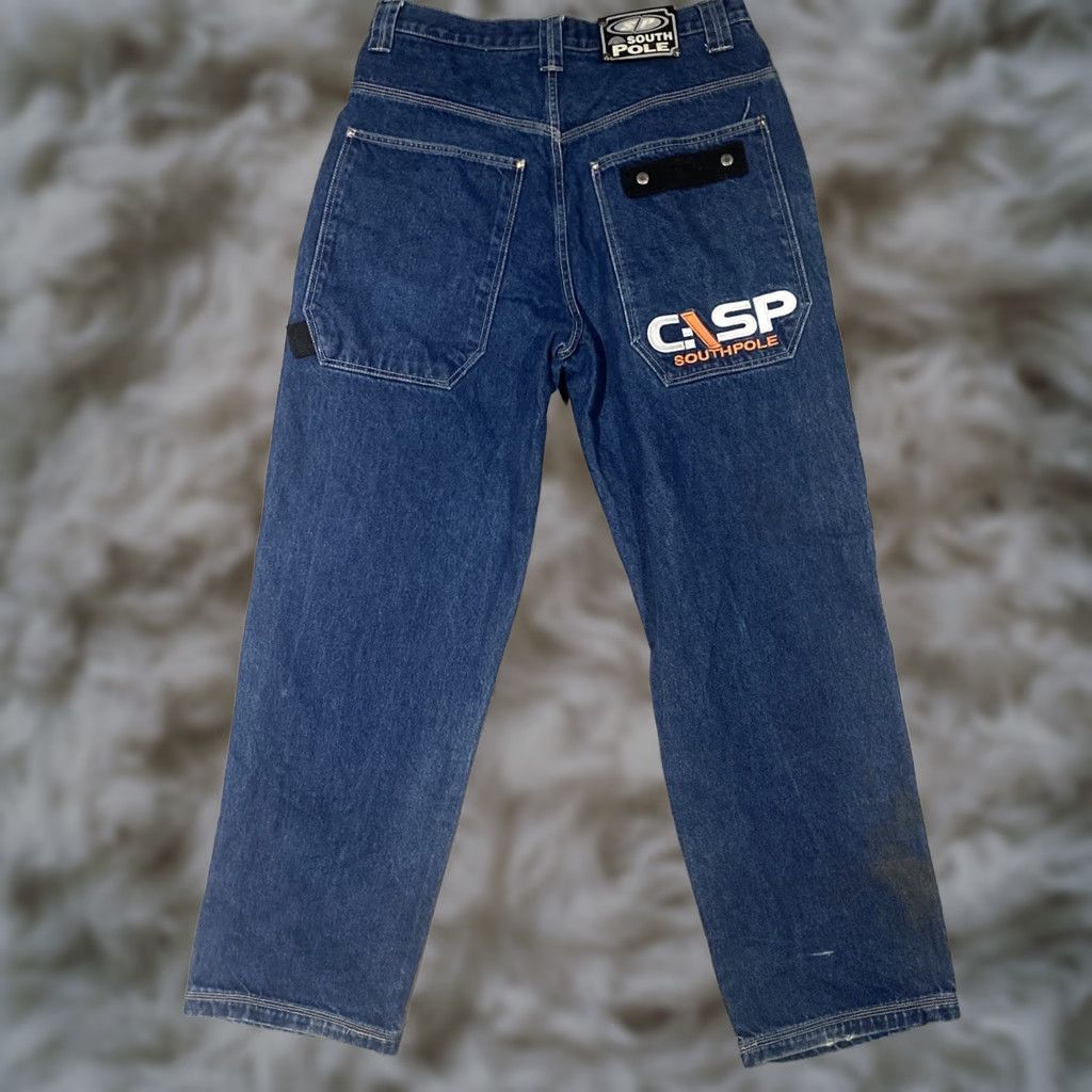 Southpole VINTAGE Southpole Jeans 34x32 Dark Wash Denim 5-Pocket Embroidered Logo Hip Hop Wide-Leg Men Mens Regular 90s Y2K Size US 34 / EU 50 - 1 Thumbnail