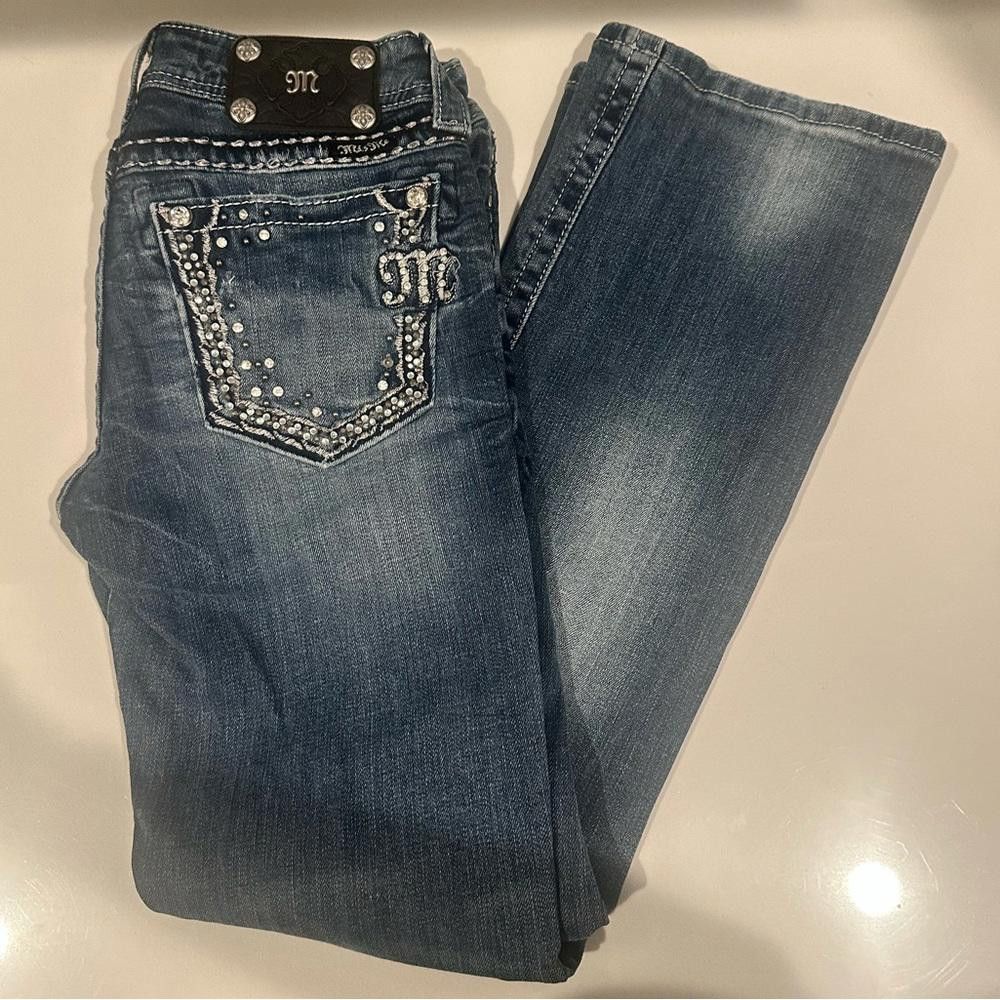 Miss Me Embellished Crystal Signature Boot Cut Jeans 28