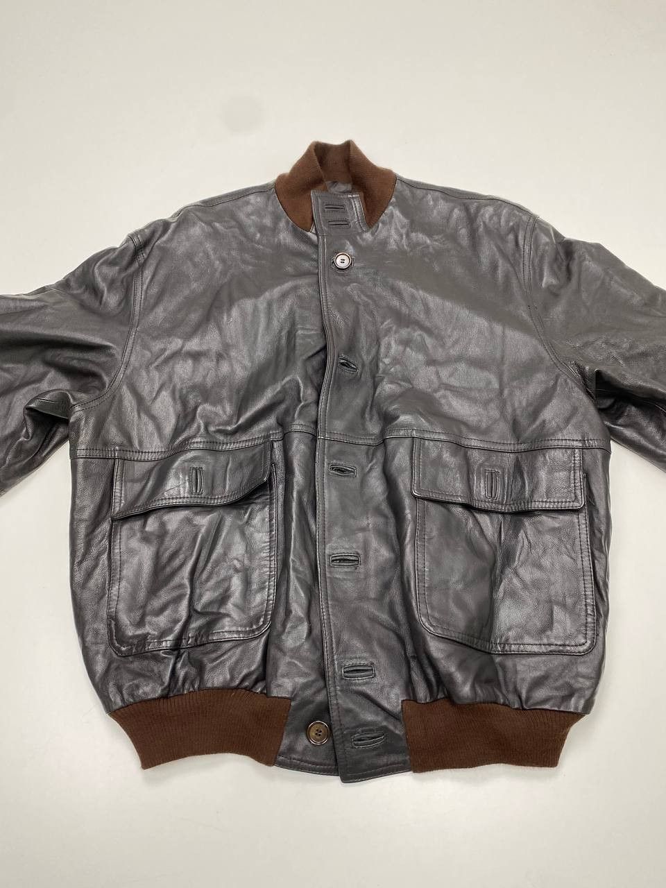 Vintage Lord Max Vintage Leather Bomber Jacket 80s Men XL Size US XL / EU 56 / 4 - 3 Thumbnail