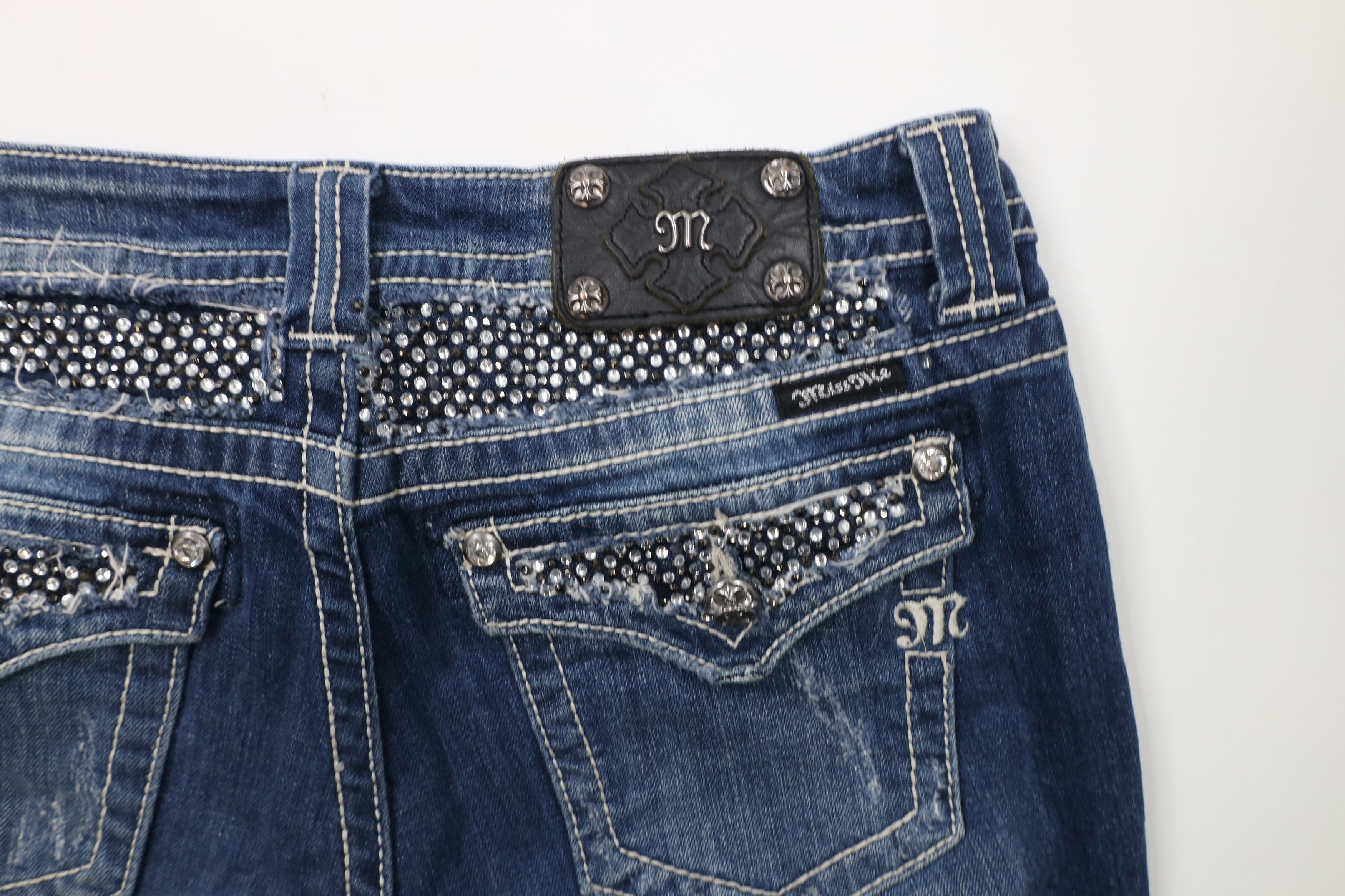 Miss Me × Vintage Miss Me Thick Stitch Jeweled Sequin Easy Boot Leg Jeans Size 30" / US 8 / IT 44 - 13 Thumbnail