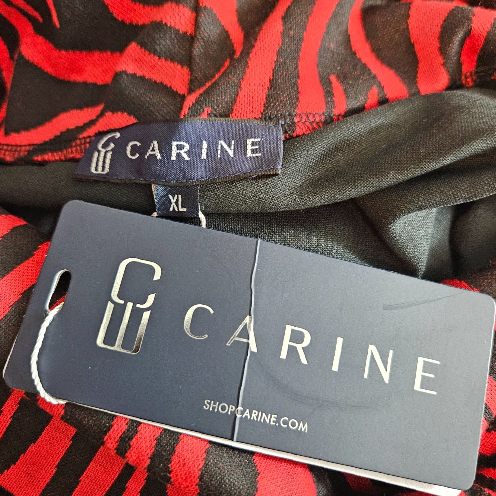 Vintage Carine Blouse Shirt Womens XL Black Red Animal Print 3/4 Sleeve Cowl Neck Size XL / US 12-14 / IT 48-50 - 5 Thumbnail