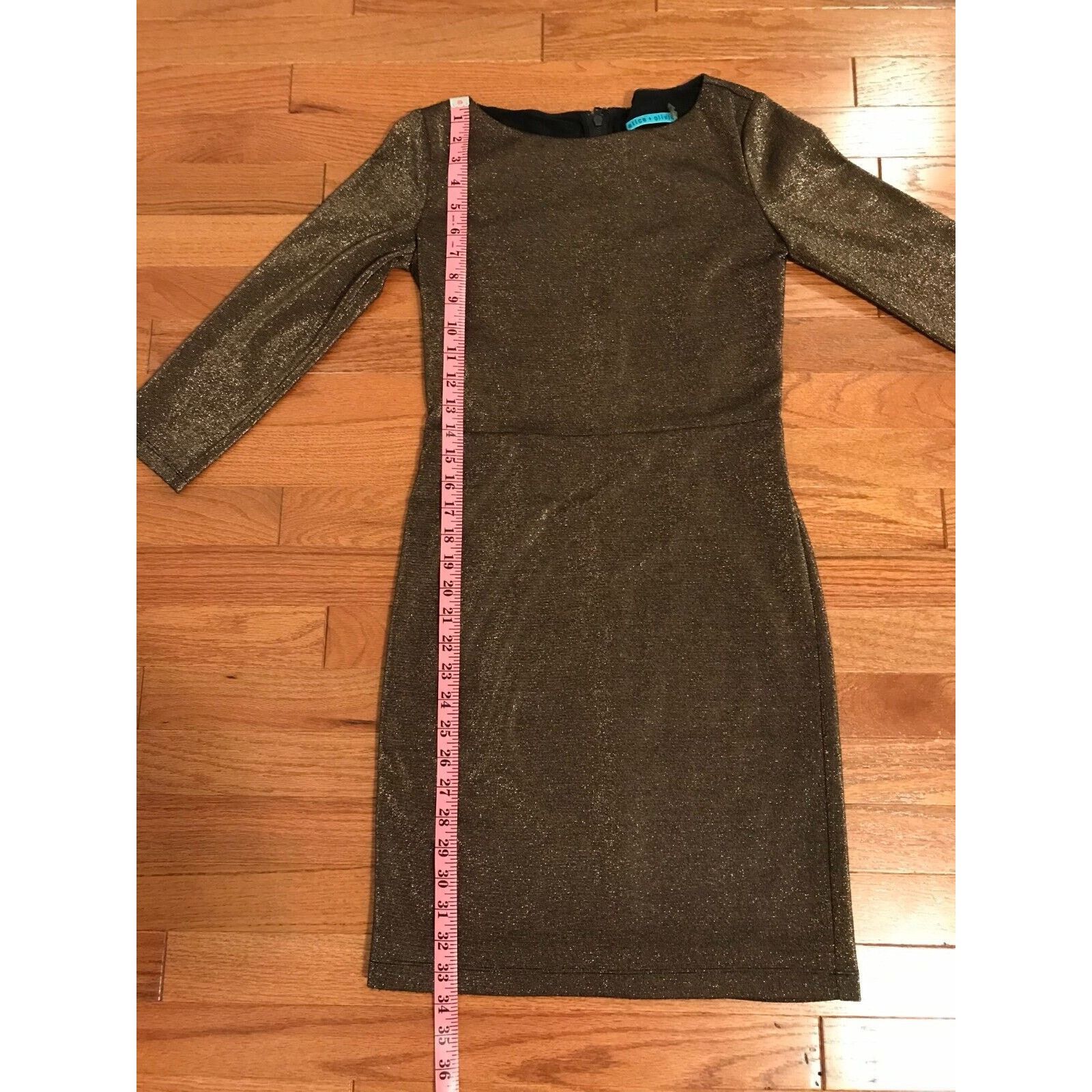 Alice + Olivia Alice + Olivia Cameo Cut Out Fitted Dress Bronze Shimmer Size XS / US 0-2 / IT 36-38 - 5 Thumbnail