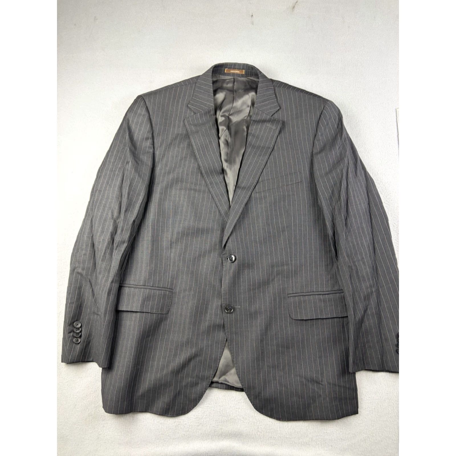 Peter Millar VINTAGE Peter Millar Blazer Jacket Men’s 44 Regular Wool Striped Gray Two-Button Sports 2 Piece Chest 44 in Mens Size 44R - 2 Thumbnail