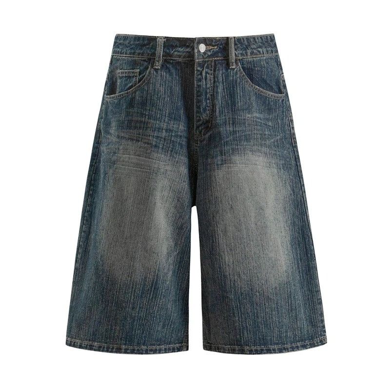Jean Baggy Washed Denim Shorts Men Loose Fit Summer Size US 34 / EU 50 - 1 Thumbnail