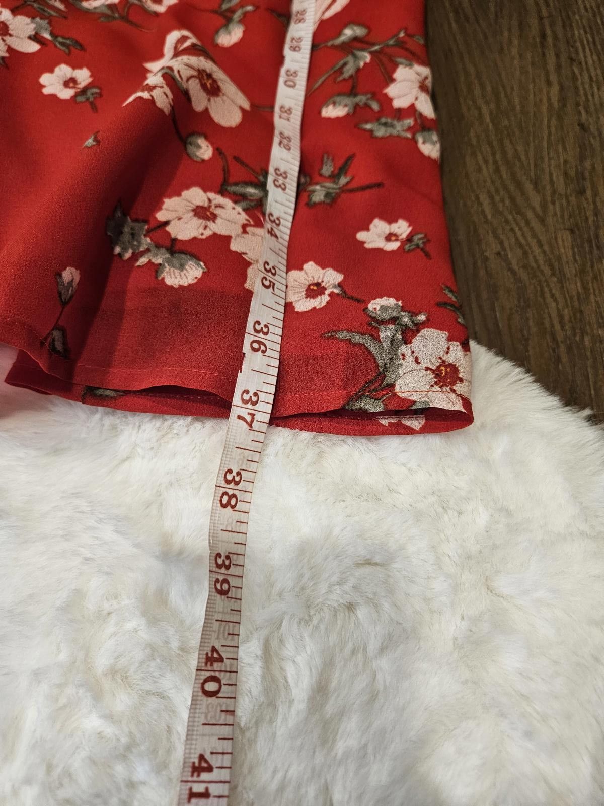 Fabric Brand & Co. Fab'rik Red Floral Dress with Flowy Sleeves Size L / US 10 / IT 46 - 6 Thumbnail
