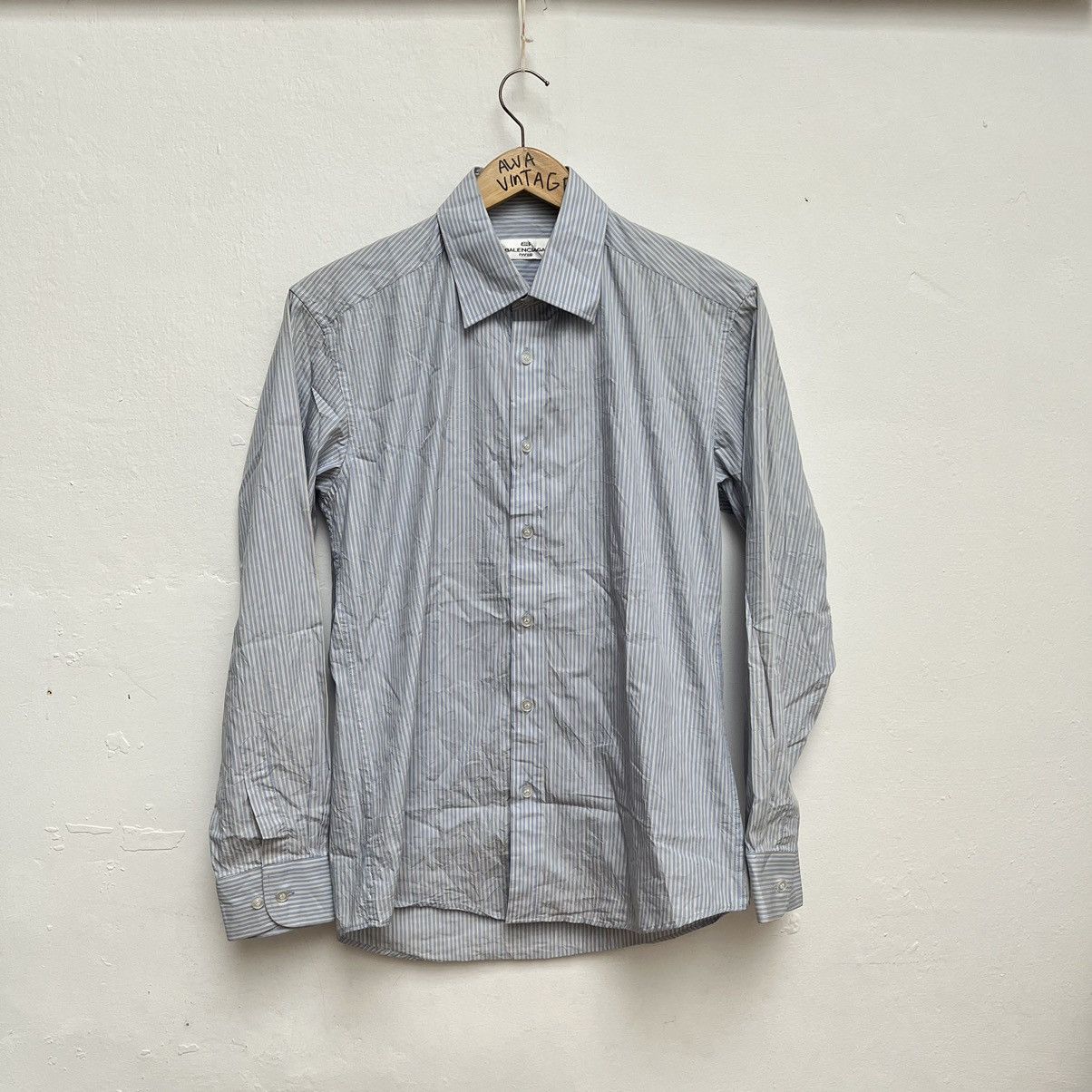 Balenciaga × Vintage Vintage Balenciaga Button Ups Shirt Sky Blue Stripe Size US M / EU 48-50 / 2 - 1 Thumbnail