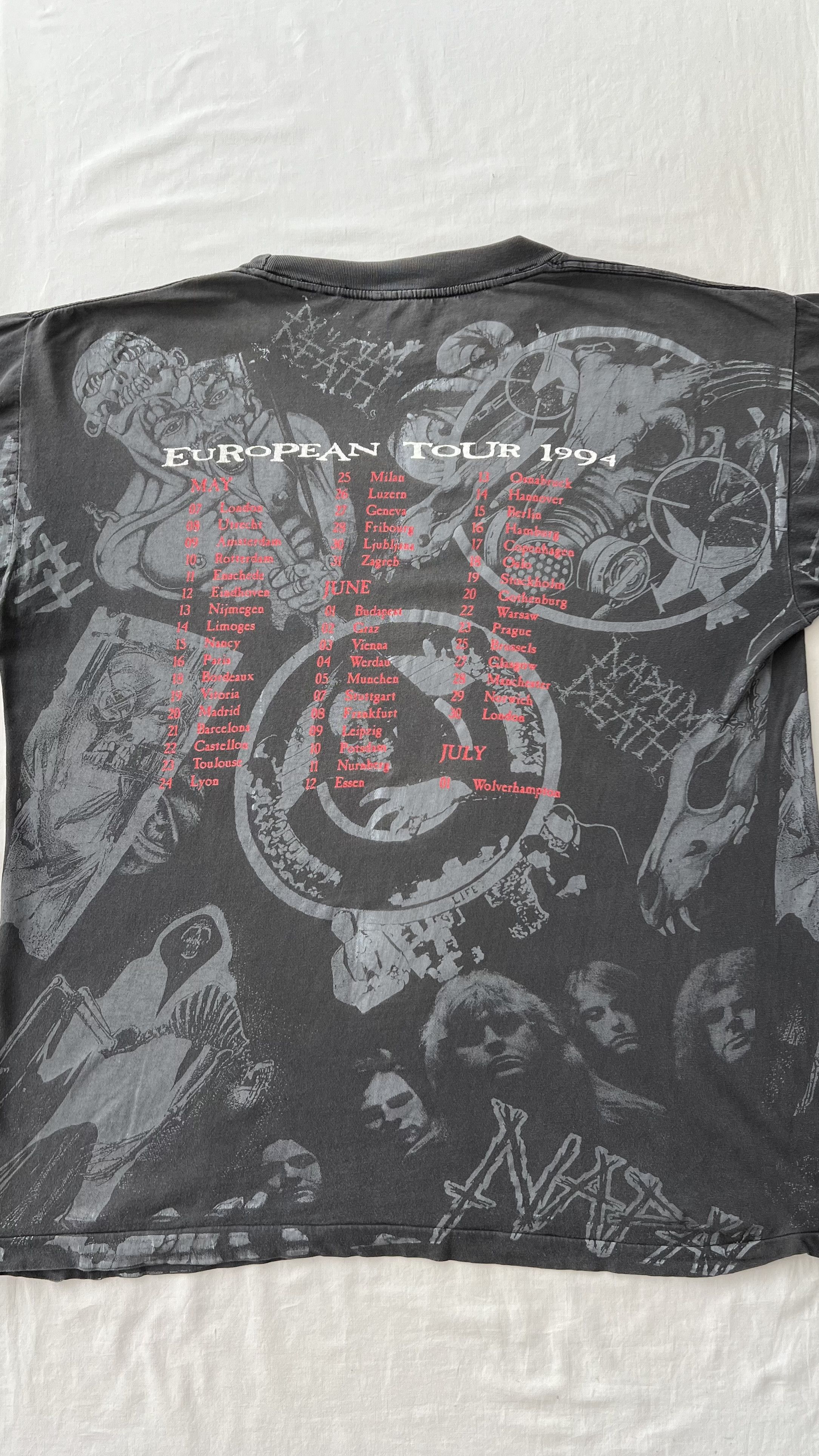 Band Tees Vintage 1994 Napalm Death European Tour AOP T-shirt Size US XL / EU 56 / 4 - 17 Thumbnail