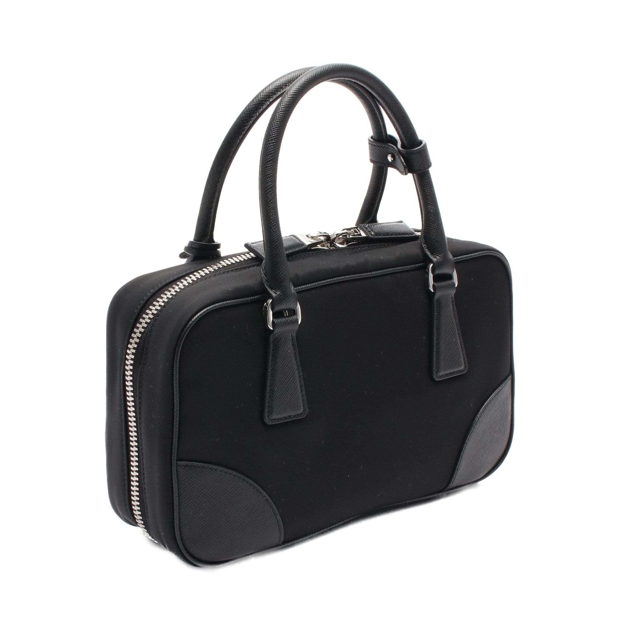 Prada Prada Handbag Bead Embroidery Nylon Saffiano Leather Black Size ONE SIZE - 1 Thumbnail