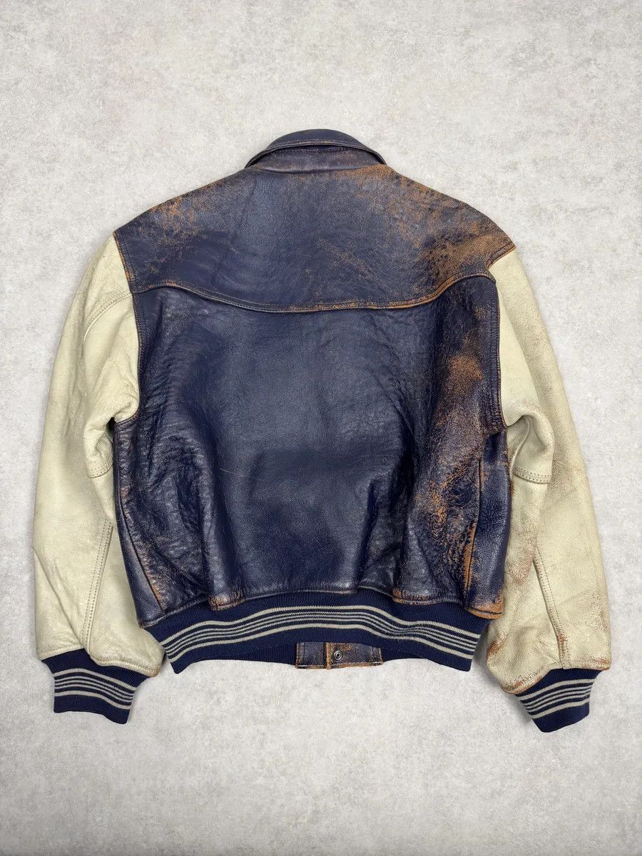 Avirex 1990s Avirex Brown & White Leather Pilot Varsity Bomber Jacket Size US M / EU 48-50 / 2 - 6 Thumbnail