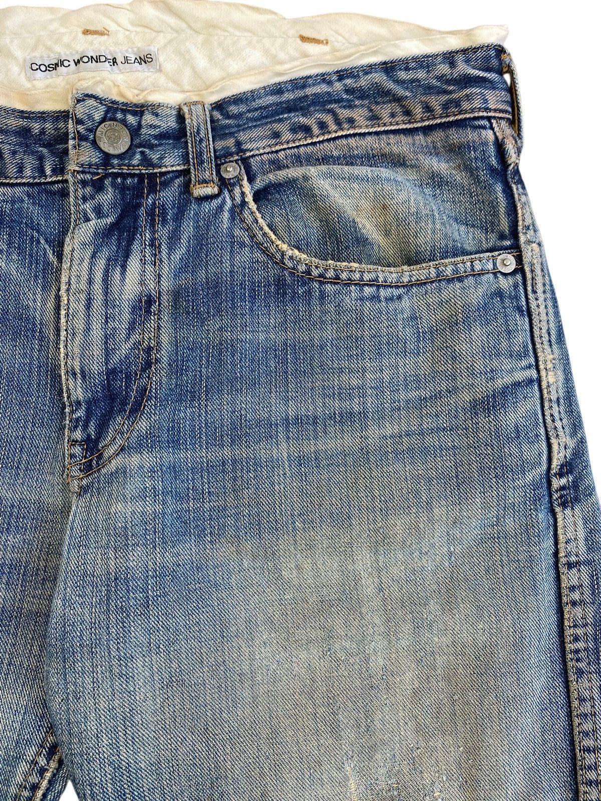 Japanese Brand Cosmic Wonder Jeans Distressed Mudwash Regular Fit Denim Size US 32 / EU 48 - 5 Thumbnail