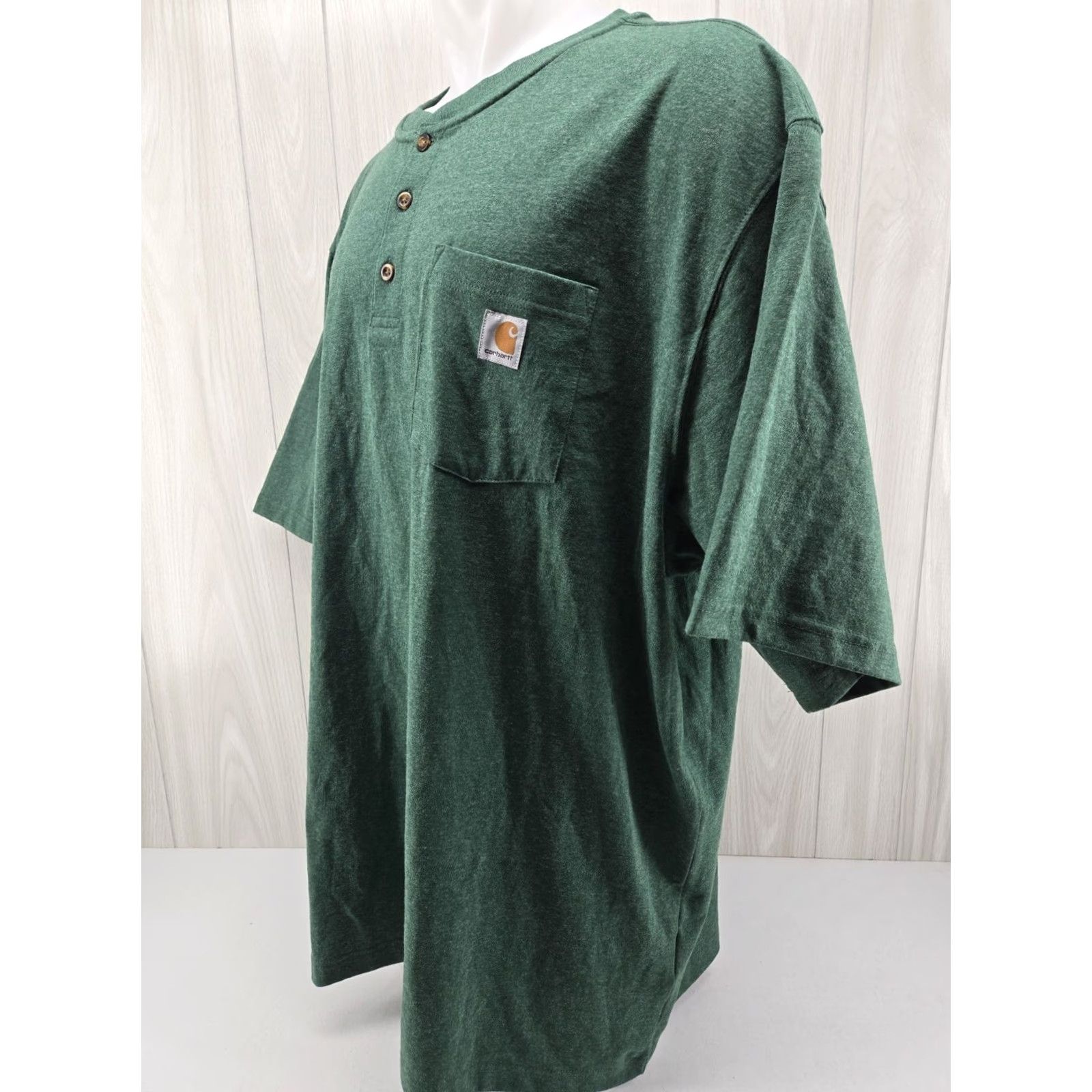 Carhartt VINTAGE Carhartt Heavyweight Pocket Henley Green T Shirt Mens 3XL K84 G55 3 Button Size US XXL / EU 58 / 5 - 3 Thumbnail