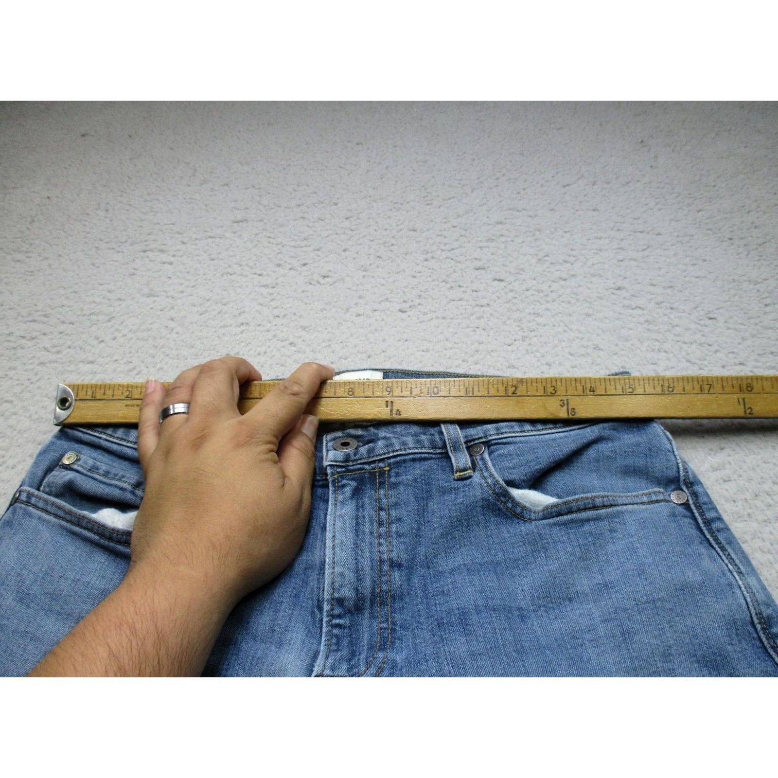 Flint And Tinder Flint and Tinder Jeans Mens 33x32 Blue Medium Wash Slim Straight Stretch Denim Shirt? Size US 33 - 3 Thumbnail