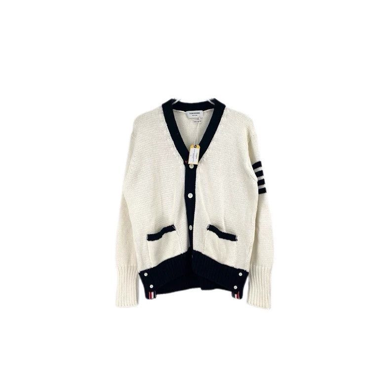 Thom Browne Thom Browne Size 4White Stripe 4-button Knit Cardigan 2501- Size US XL / EU 56 / 4 - 1 Thumbnail