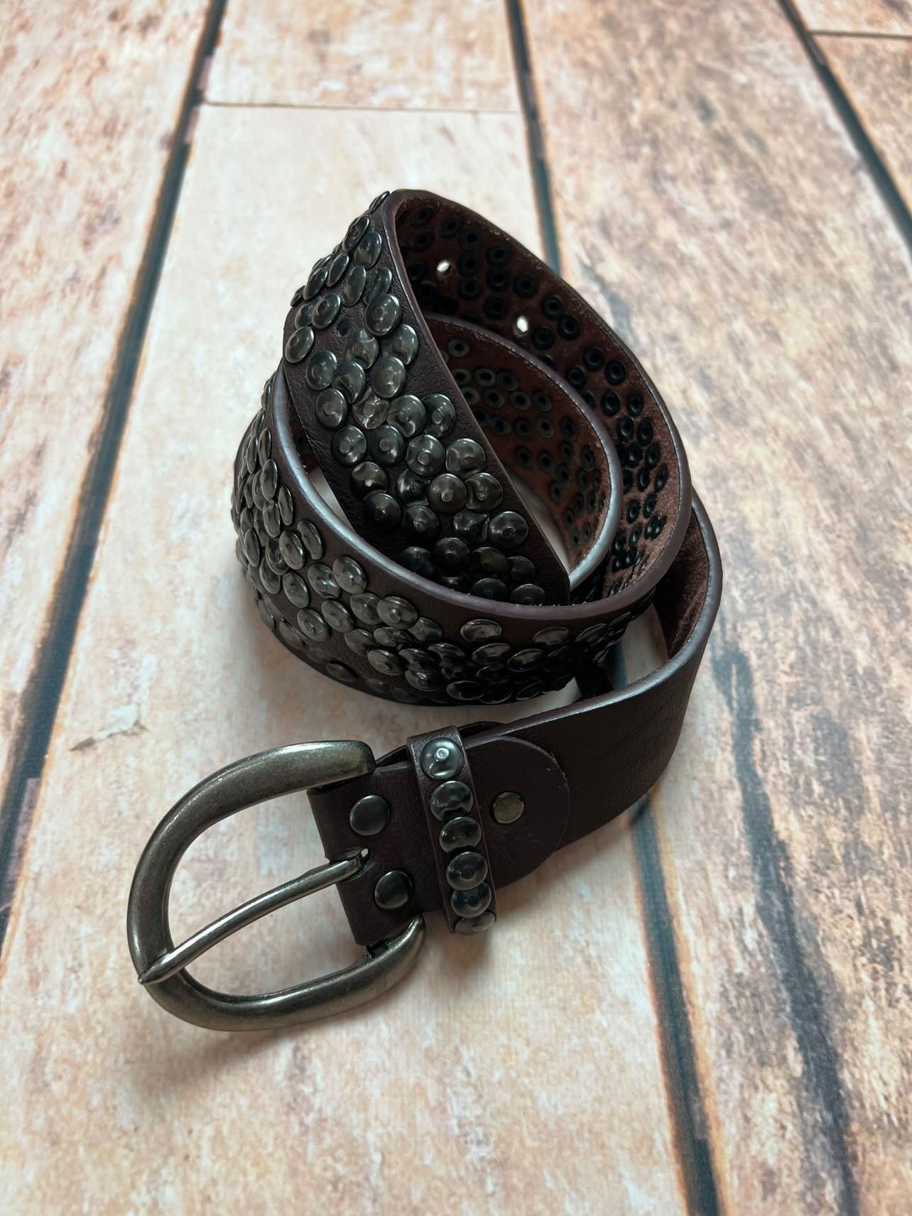 Vintage Leather Belt with rivets Size ONE SIZE - 1 Thumbnail