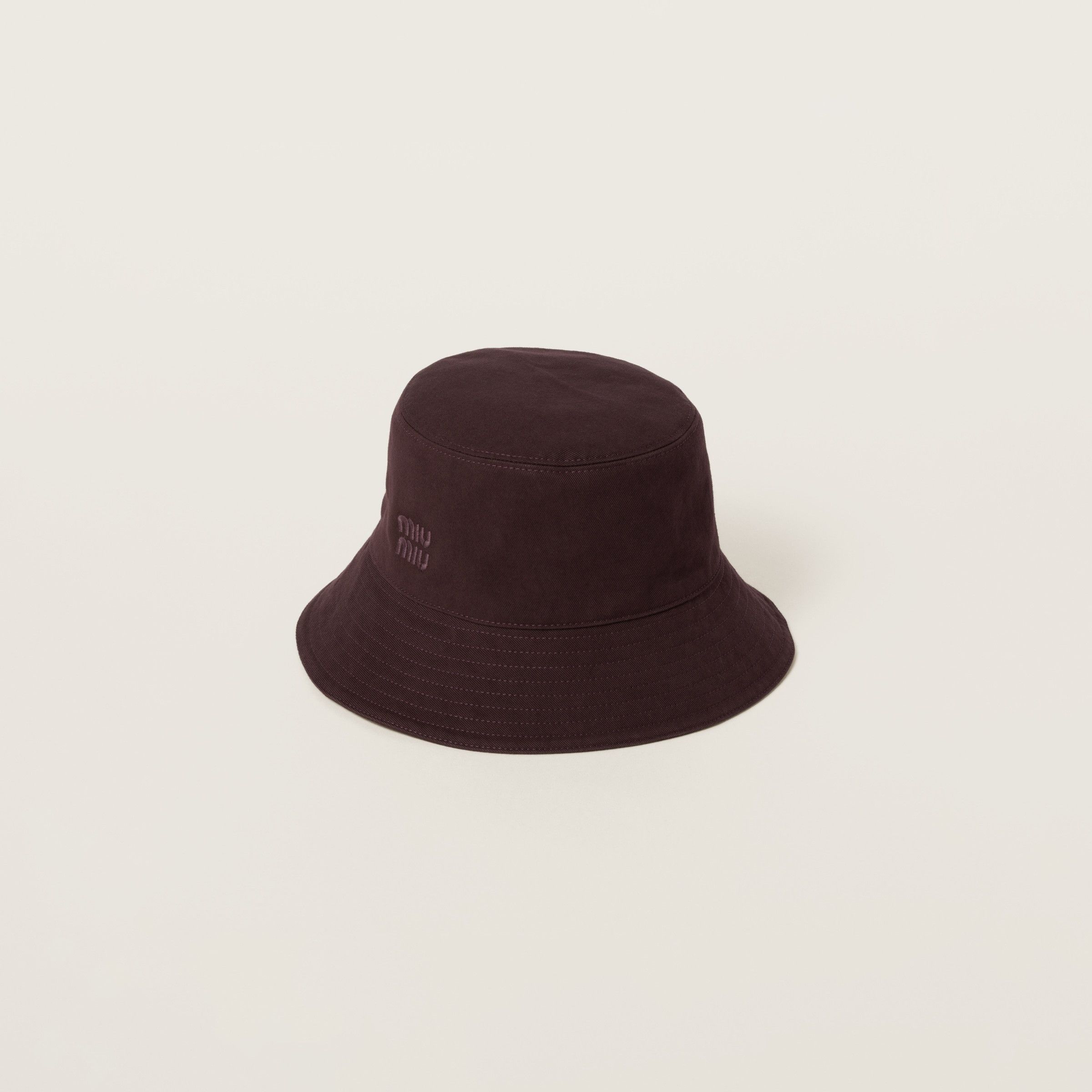 Miu Miu o1mt1gz0925 Size: OS / Gabardine Bucket Cap / Hat Burgundy Size ONE SIZE - 1 Thumbnail