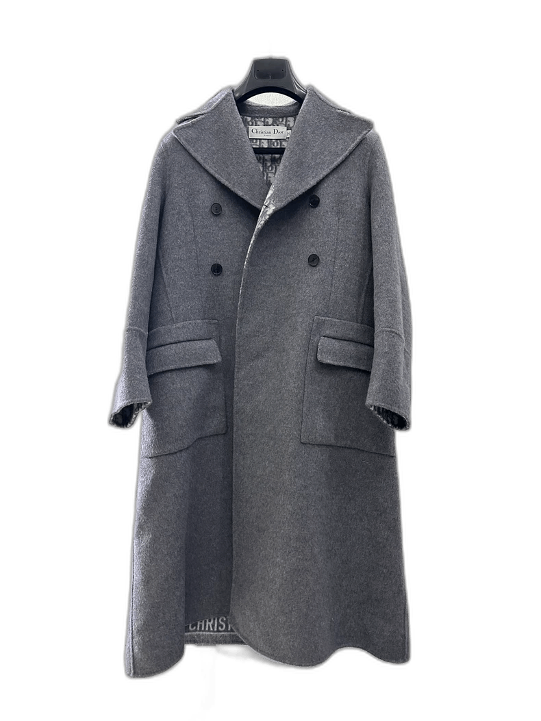 Dior Dior Gray Wool Double-Breasted Overcoat Size S / US 4 / IT 40 - 1 Thumbnail