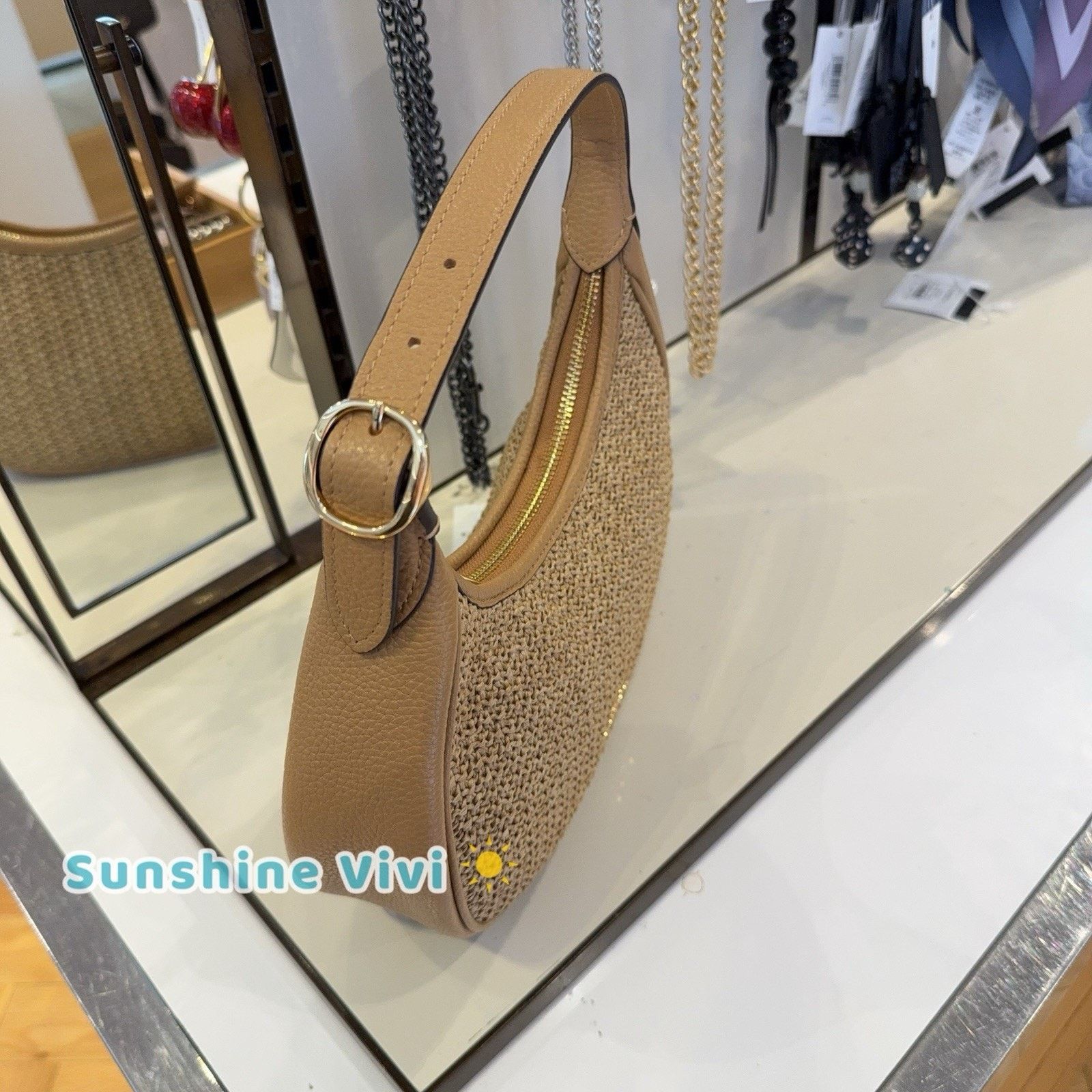 Coach NWT Coach Emily Shoulder Bag CDX20 Gold/Toast Straw leather Size ONE SIZE - 2 Thumbnail