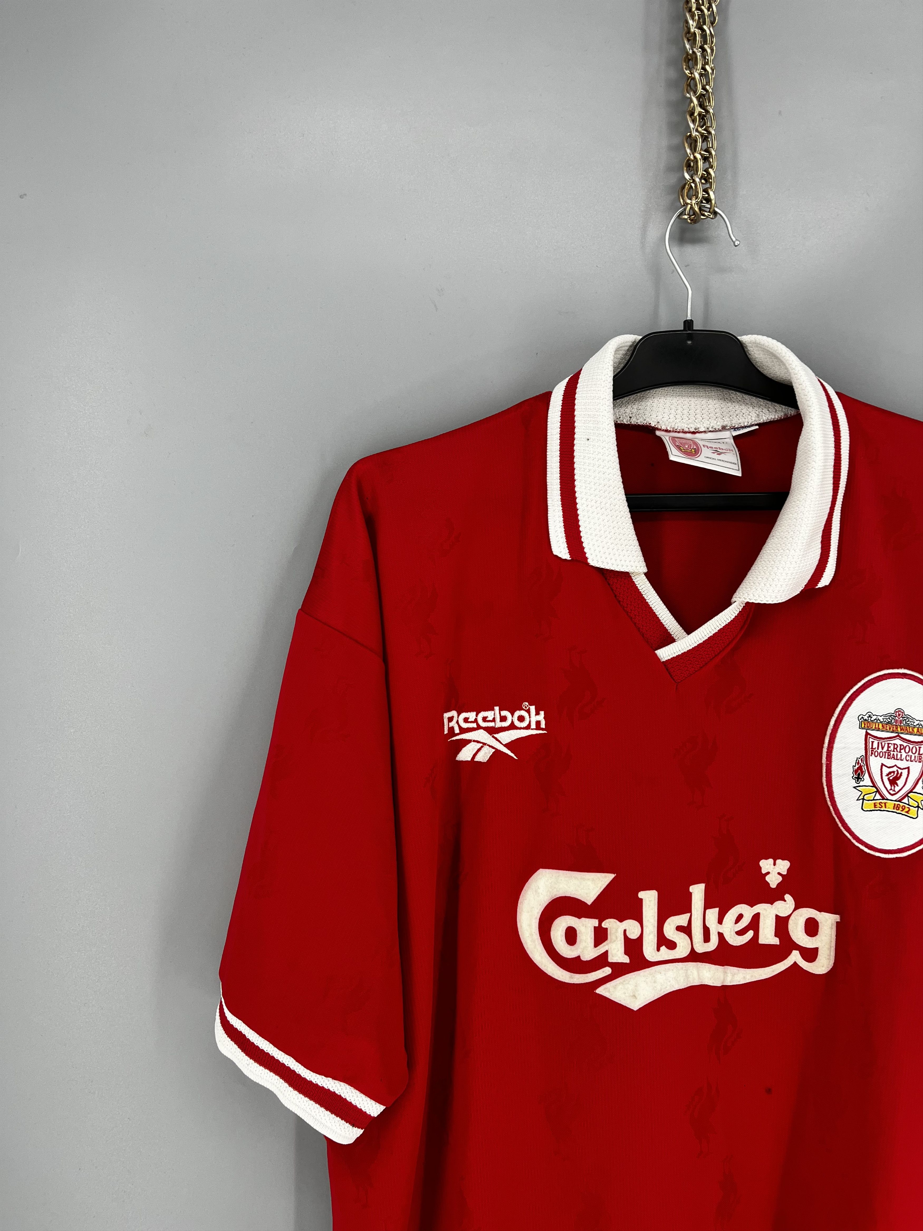 Reebok Liverpool FC 96/98 Home Jersey Reebok Carlsberg #10 UK Size US M / EU 48-50 / 2 - 4 Thumbnail