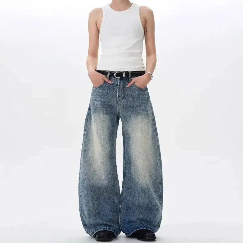 Japanese Brand Retro loose washed straight leg jeans Size US 32 / EU 48 - 3 Thumbnail