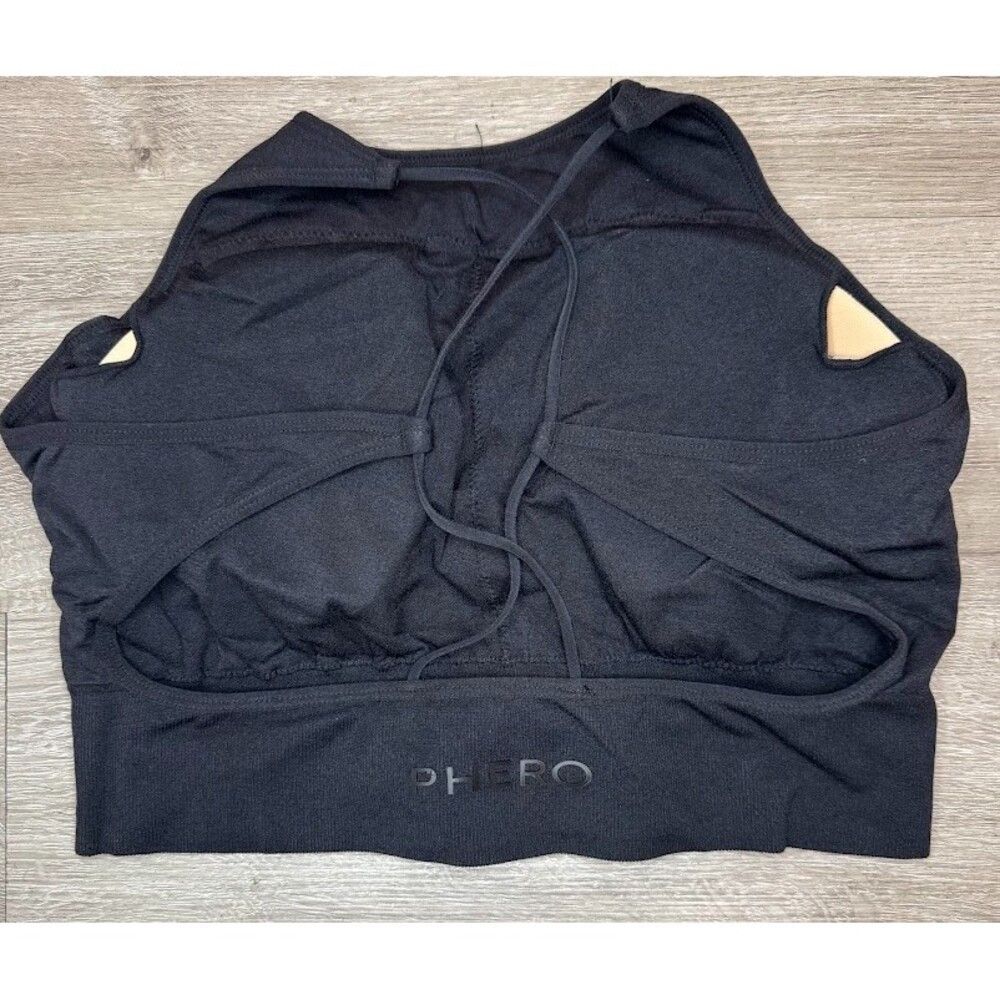 Other Black Strappy Sports Bra Crop Top Open Back Athleisure Yoga Size S / US 4 / IT 40 - 6 Thumbnail