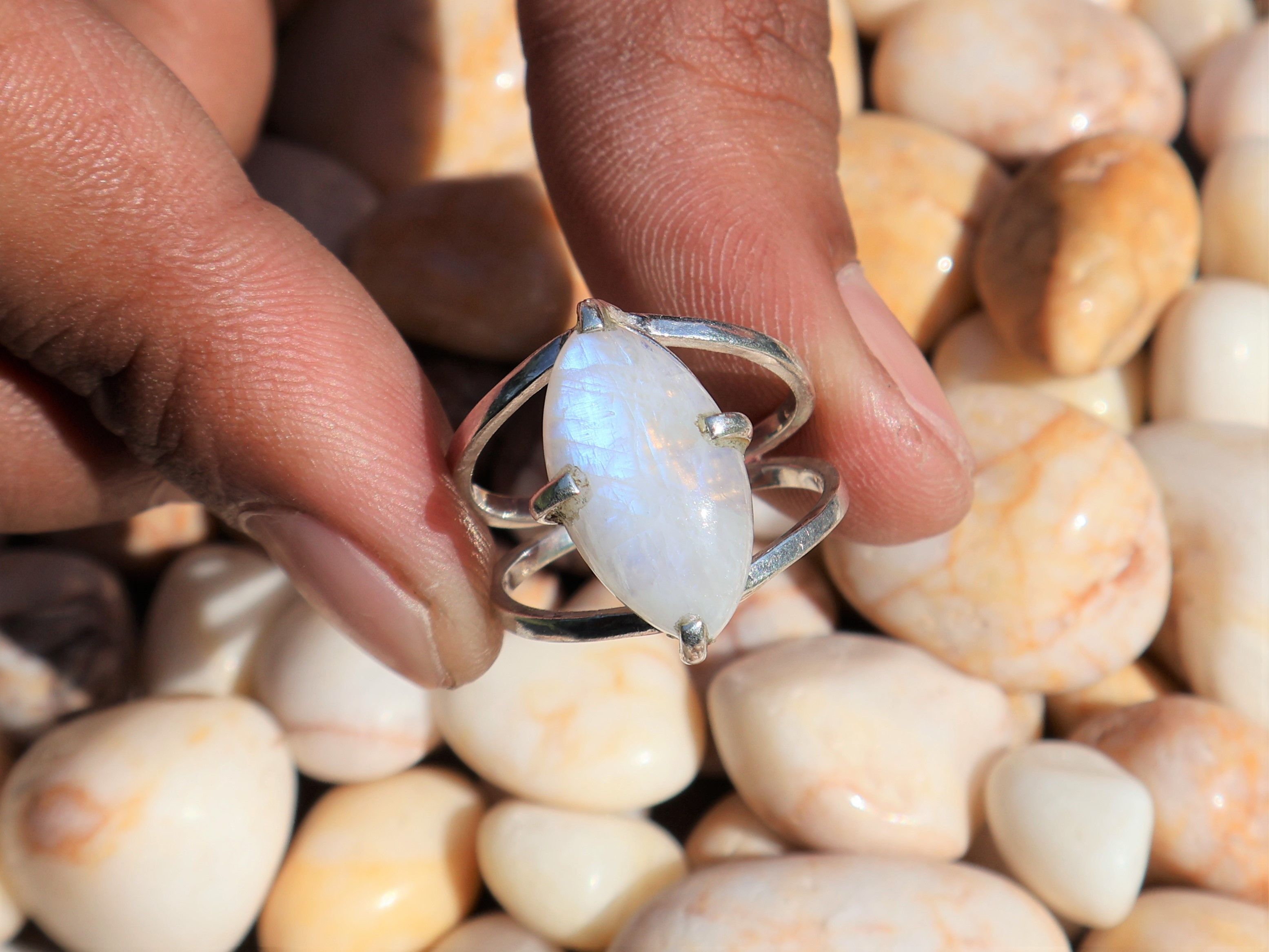Handmade Rainbow Moonstone Ring, 925 Sterling Silver, Handmade Ring, Size ONE SIZE - 4 Thumbnail