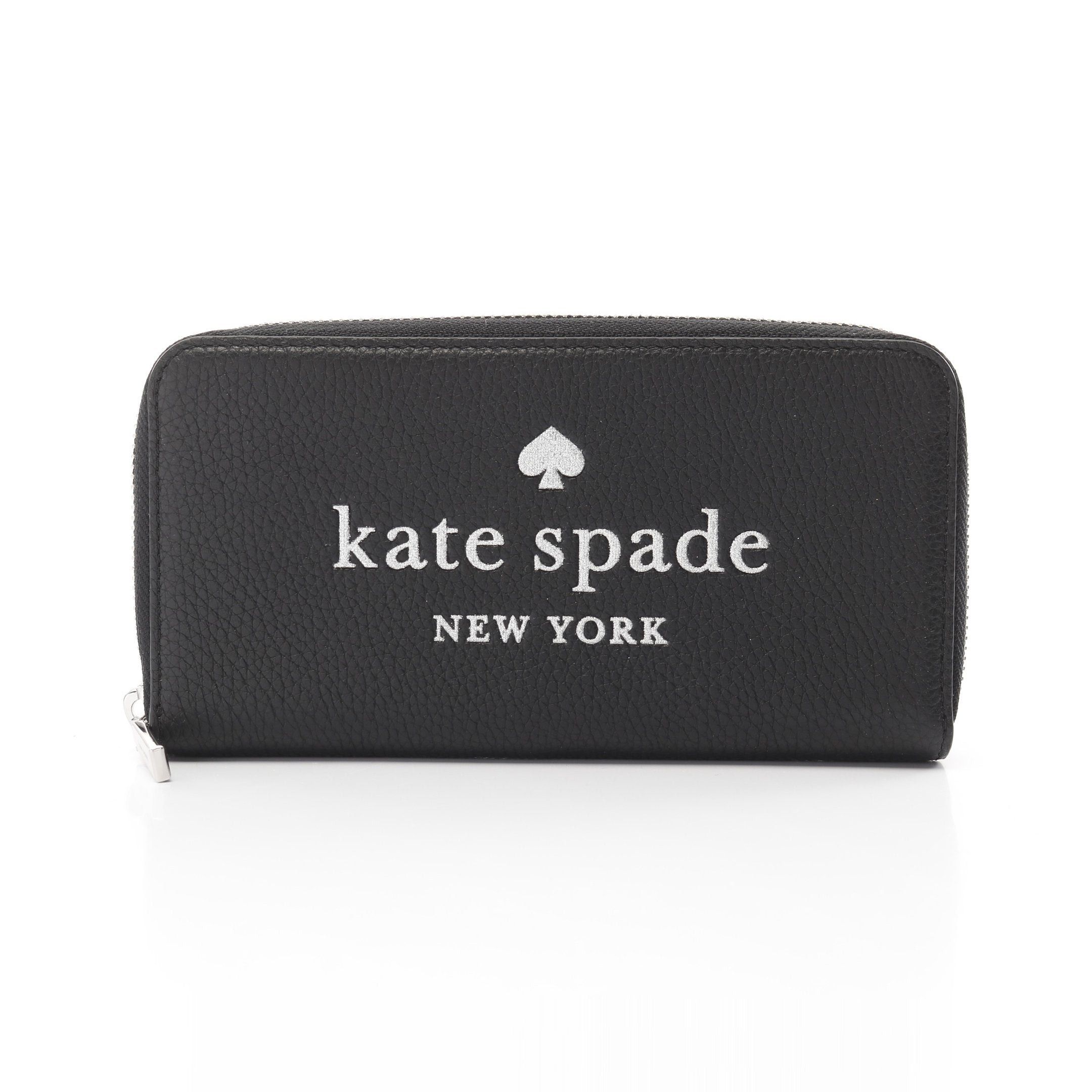 Kate Spade Kate Spade Ella Large Continental Wallet Round Zipper Long Glitter Leather Black Size ONE SIZE - 1 Thumbnail