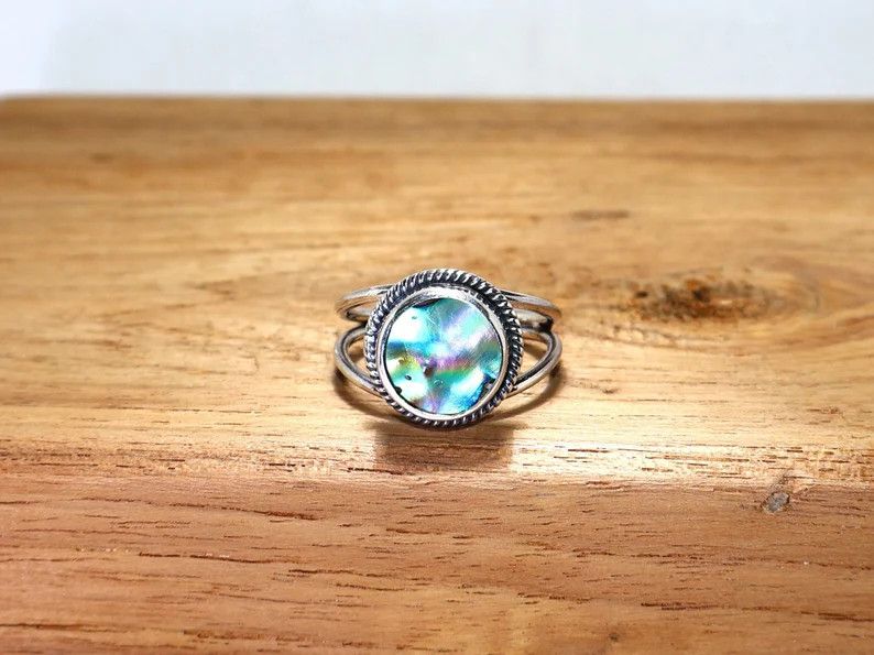 Handmade Abalone Shell Ring: Handmade Sterling Silver Ocean Jewelry Size ONE SIZE - 1 Thumbnail