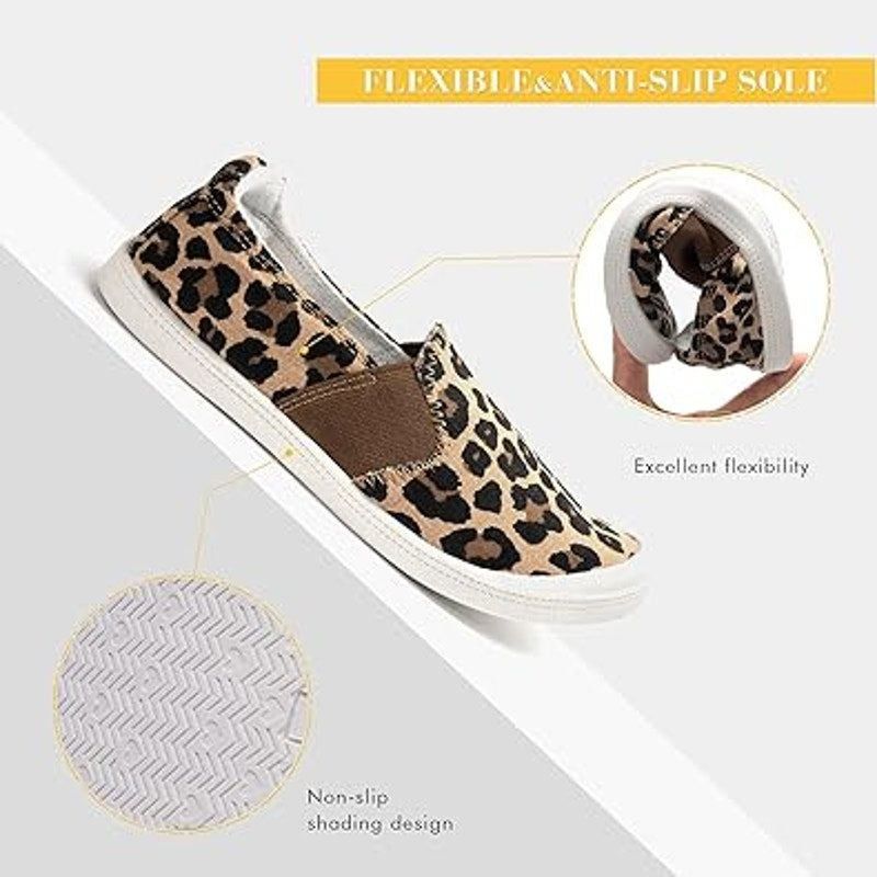 Other Funky Monkey Women 11 Tan Leopard Slip-On Canvas Sneakers Size ONE SIZE - 4 Thumbnail
