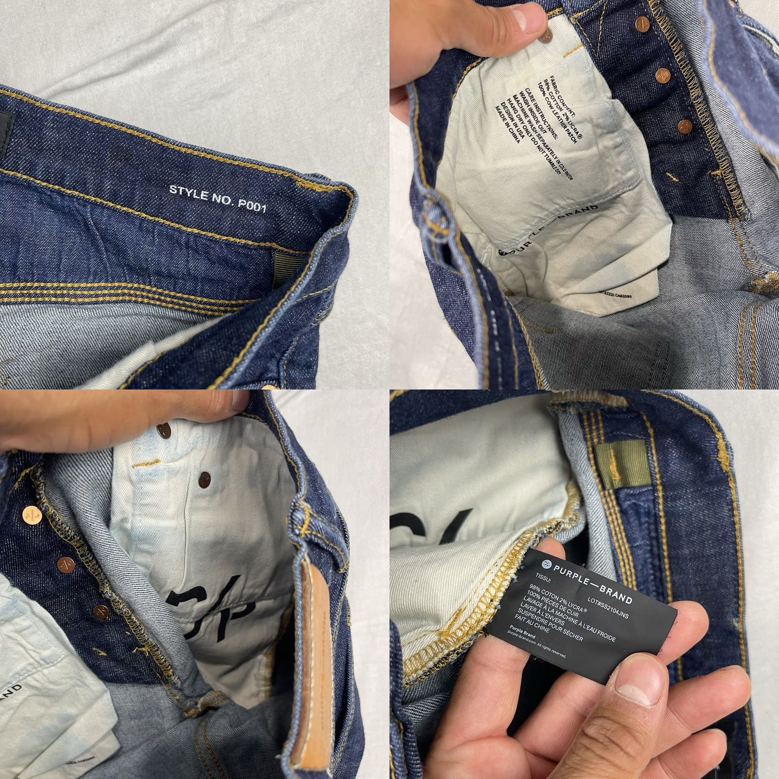 Denime Purple Brand Jeans Mens 31 Fits 28x29 Dark Wash RAI P001 Button Fly Slim Denim Jeans Size US 31 - 8 Thumbnail