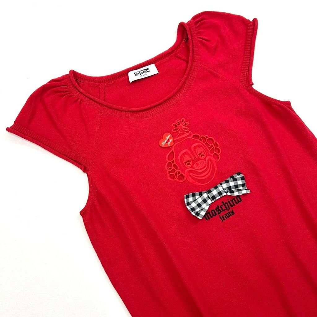 Moschino rare vintage Moschino red knit short sleeve clown top Size M / US 6-8 / IT 42-44 - 7 Thumbnail