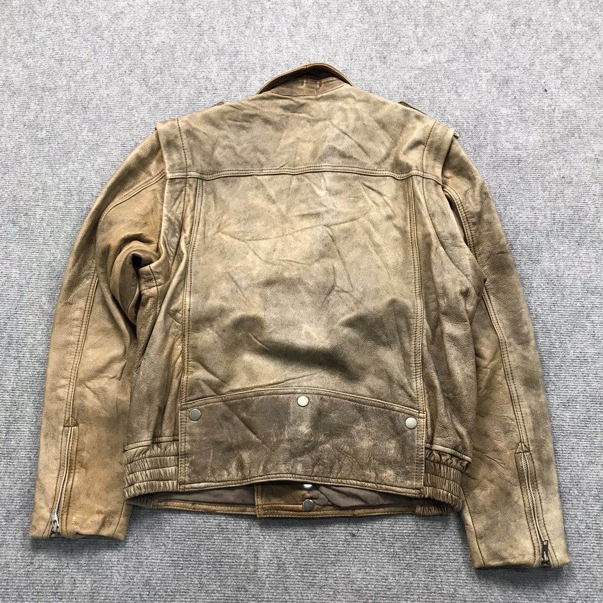 Other LEATHER JACKET DOUBLE COLLAR BROWN FADED BIKER JACKET Size US M / EU 48-50 / 2 - 7 Thumbnail