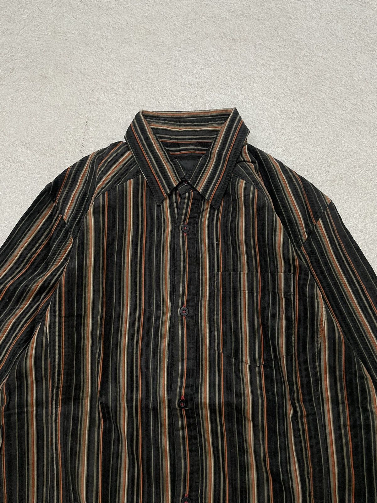 Le Grande Bleu (L.G.B.) 2000s Fuga Striped Button-Up Shirt Black Brown GOA ifsix Y2K Size US L / EU 52-54 / 3 - 2 Thumbnail