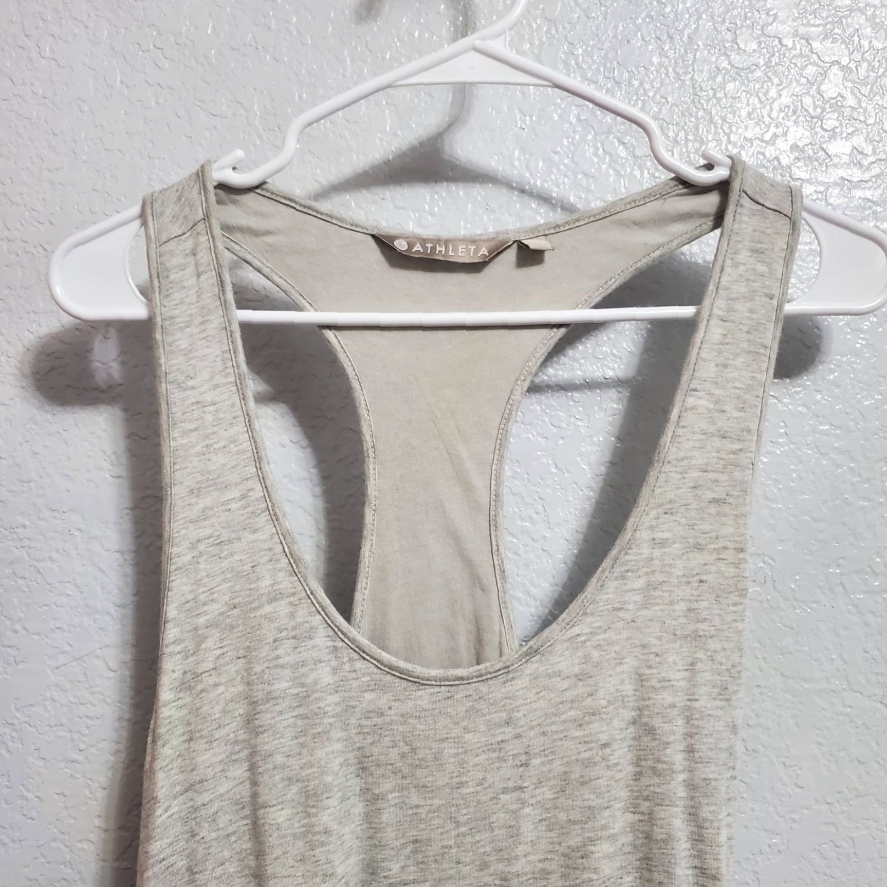 Athleta VINTAGE Athleta Maxi Dress Women MP Gray Racerback Tank Ruched Side Slit Stretch Beachy Size M / US 6-8 / IT 42-44 - 4 Thumbnail