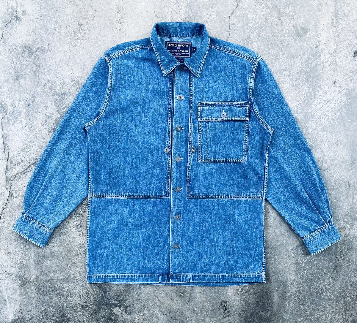 Polo Ralph Lauren Vintage 90s Polo Sport Ralph Lauren Pullover Denim Shirt Size US M / EU 48-50 / 2 - 1 Thumbnail