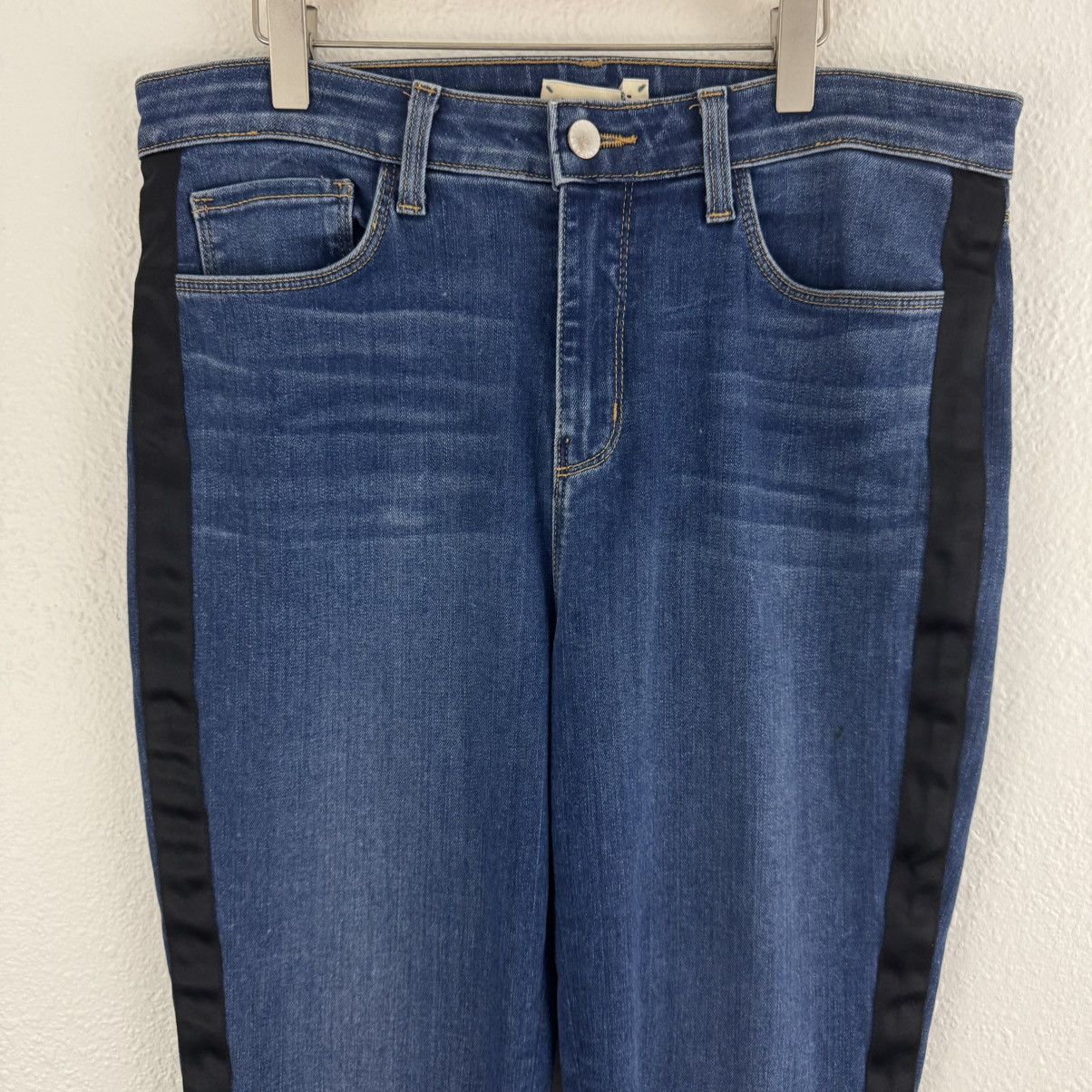 L'AGENCE L’AGENCE Dark Neptune Wash Margot Black Tuxedo Stripe Jeans Size 30" / US 8 / IT 44 - 3 Thumbnail