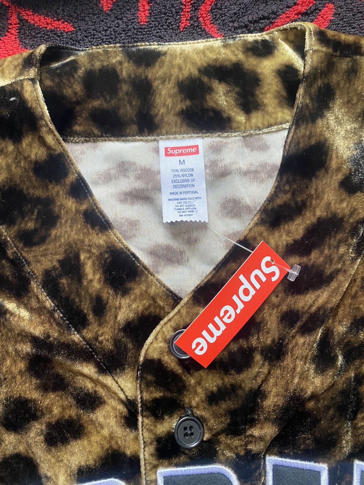 Buy Supreme Velvet Baseball Jersey 'Leopard' - SS25KN69