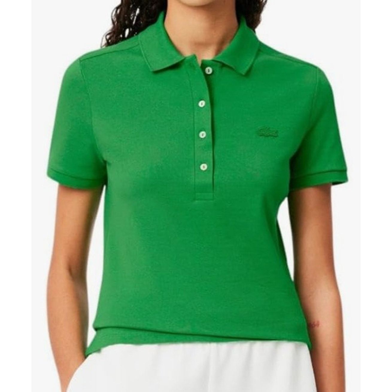 Lacoste Lacoste Women's Slim Fit Stretch Mini Pique Polo Green 10 Size L / US 10 / IT 46 - 3 Thumbnail