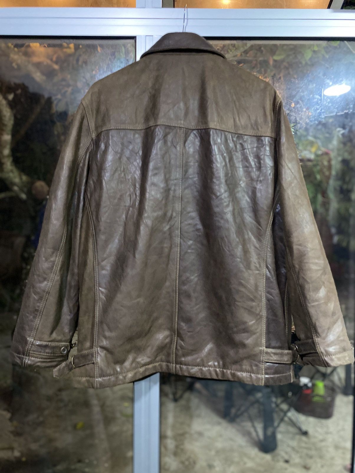 Japanese Brand Vintage 90s Faconnable Brown Leather Parka Jacket Coat Large Size US M / EU 48-50 / 2 - 14 Thumbnail