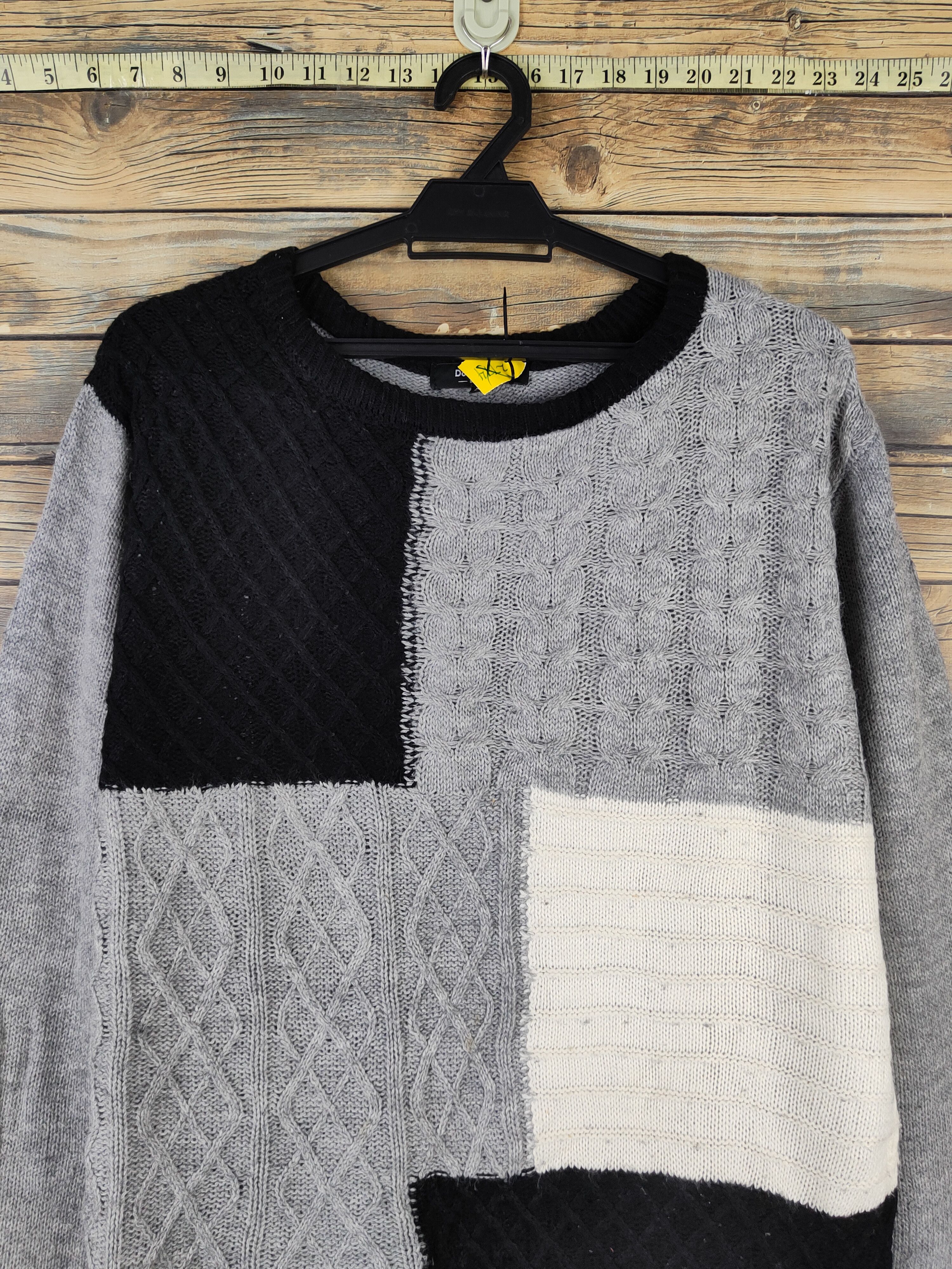 Homespun Knitwear Doublefocus Gray Black patchwork Knitwear Sweatshirts #W2152 Size US M / EU 48-50 / 2 - 2 Thumbnail
