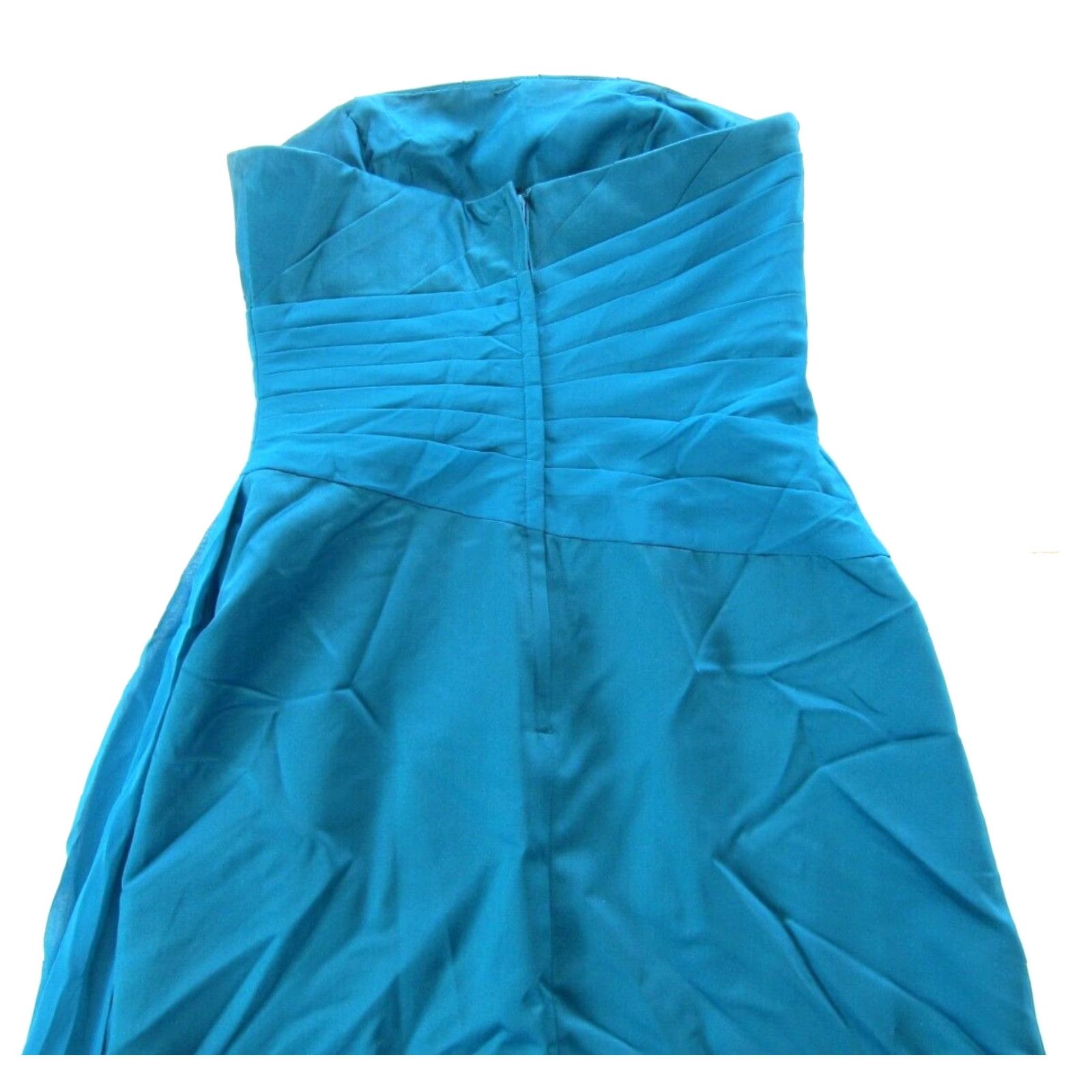 Vintage David's Bridal Turquoise Strapless Ruched Long Maxi Wedding Dress 4 Women Pink? Size S / US 4 / IT 40 - 5 Thumbnail