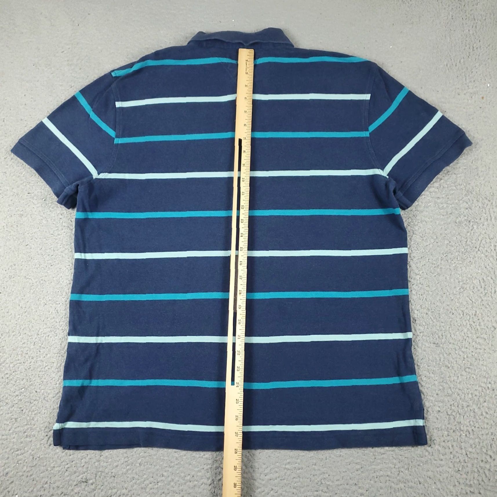 Tommy Hilfiger Tommy Hilfiger Blue Striped Polo Shirt Mens Large Short Sleeve Casual Size US L / EU 52-54 / 3 - 5 Thumbnail