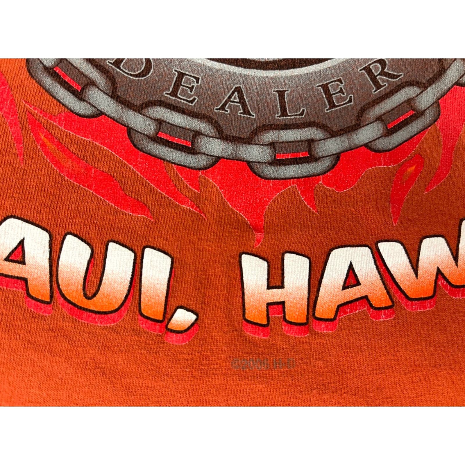 Harley Davidson VINTAGE Harley-Davidson Maui, Hawaii Sleeveless Tee Mens T-Shirt L Burnt Orange 2006 Made in USA Shirt Size US L / EU 52-54 / 3 - 4 Thumbnail
